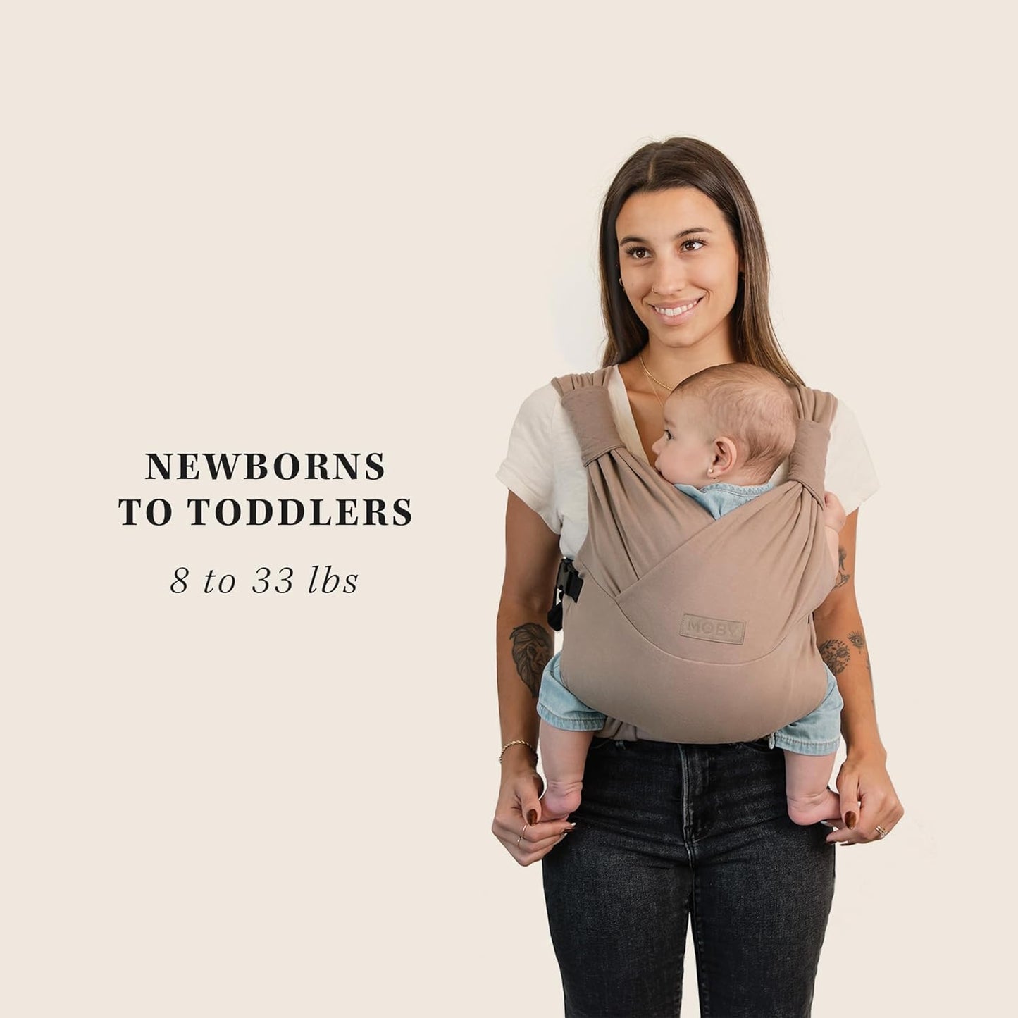 Moby Duet Baby Carrier for Infant to Newborn (8-33lbs), Three Adjustable Carrying Positions & Customizable Seat, Snug & Secure Child Wrap Carrier, Comfortable & Designed for Perfect Fit (Sparrow)