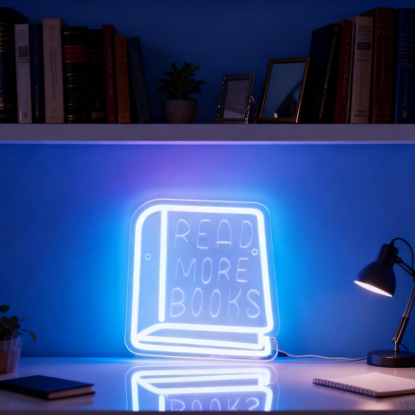 Neon Sign for Wall Decor Light Up Letters Led Sign Birthday Party Gifts Led Decorative Night Signs Reading Room Decor for Coffee Bookstore Library Student Teacher Dorm (Read More Books)