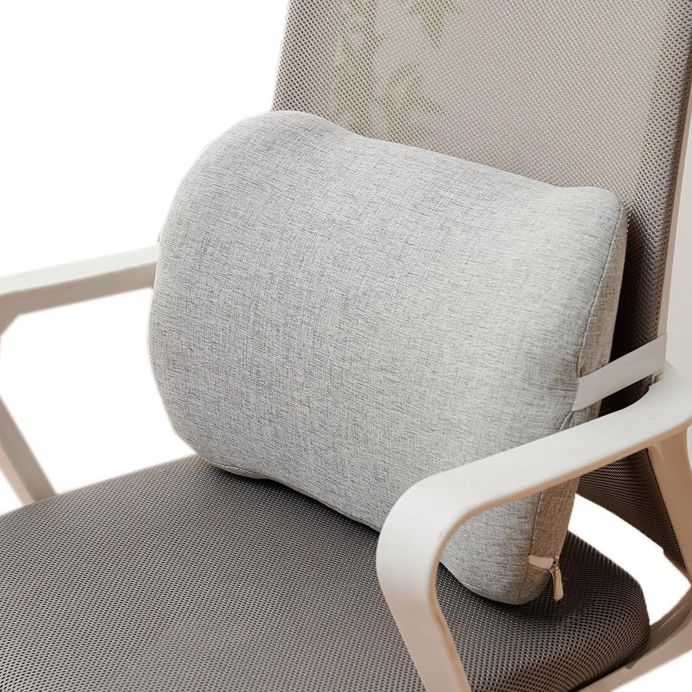 Tingting's Dream Linen Lumbar Support Pillow Office Chair Waist Cushion Sponge Soft Rest Chair Back Cushions Reading Chairs Back Pillow (Light Gray, 45×30×15CM/17.7"×11.8"×5.91")