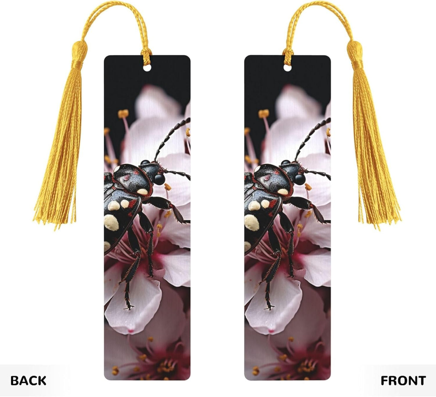 Pictures of Bugs Bookmarks Gifts for Women Men, Wooden Bookmarks for Book Lovers, Vintage Book Marks Ornaments with Tassel, Unique Personalized Reading Page Markers Gold