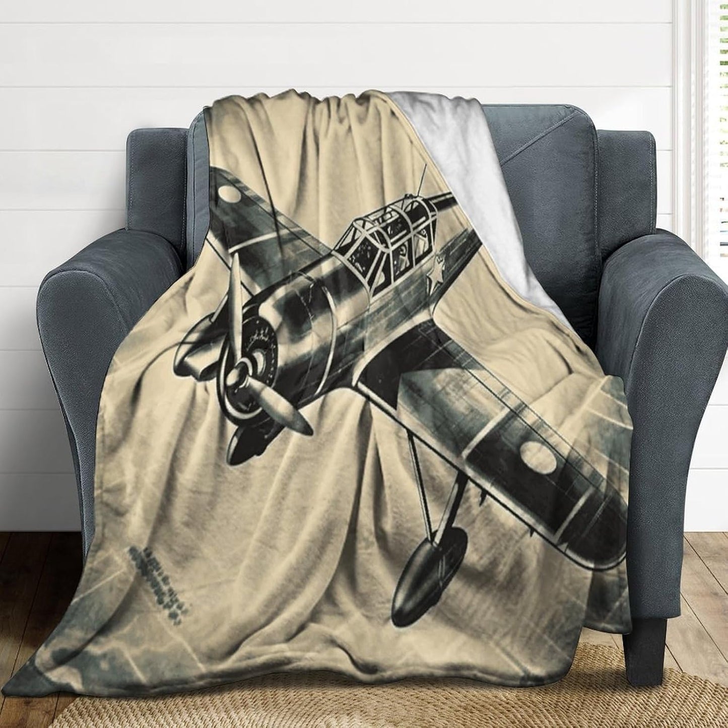 Retro Airplane Blanket Super Soft Lightweight Throw Blanket Cute Cozy Warm Bed Blanket Decorative Fuzzy Blanket All-Season Home Decor Gift for Sofa Couch Living Room 60"*80"（150 * 200cm）