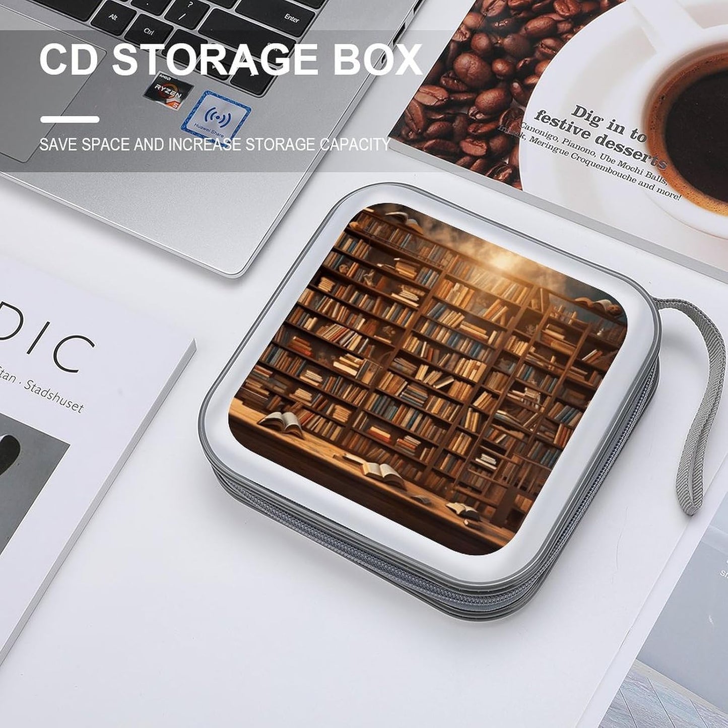 Books-png CD Case Portable Zipper CD Cases Holder Hard Plastic DVD Disc Cases Storage Binder Large Storage Disc Wallet Bag Heavy Duty Booklet Album 40 Capacity