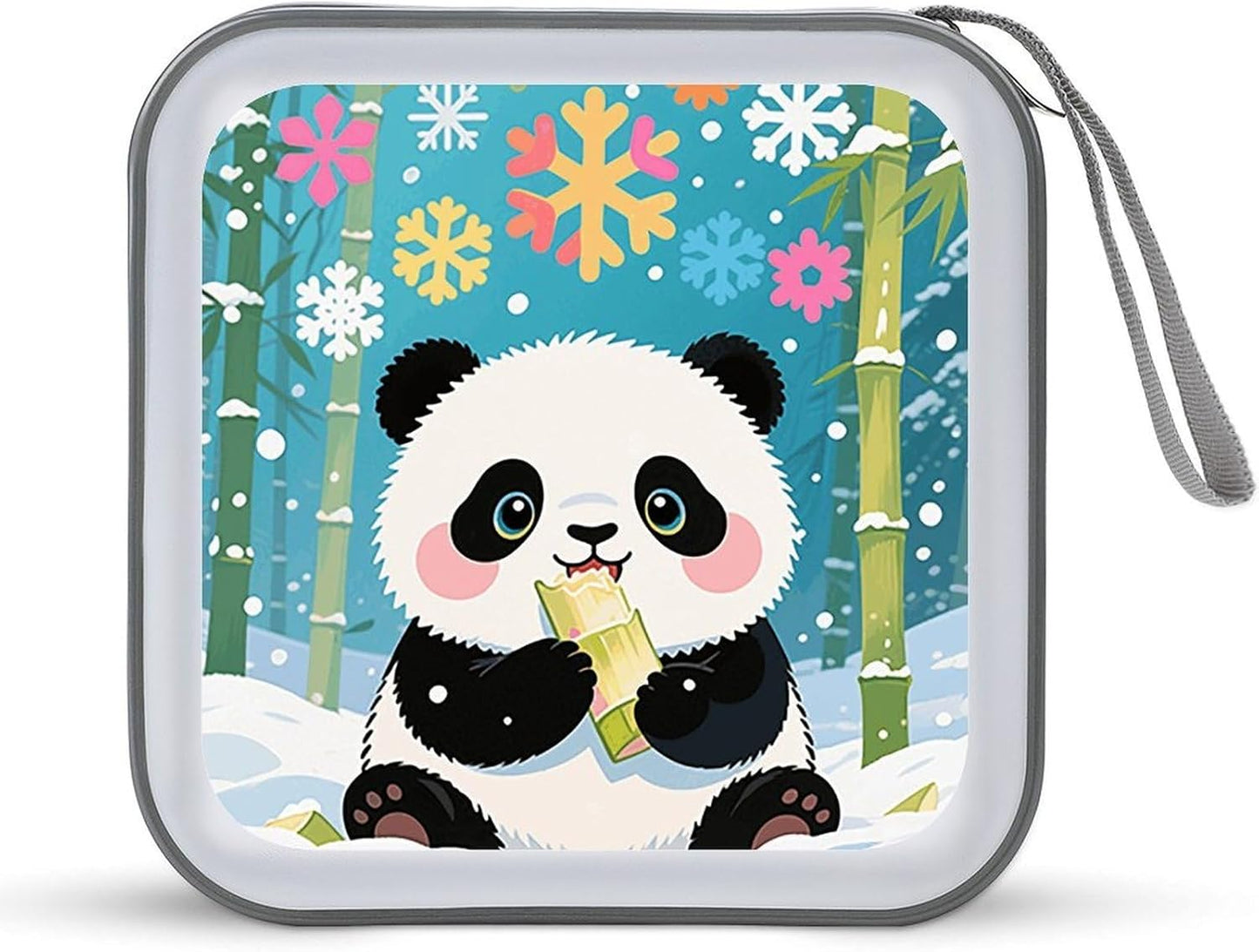 Color Snow Panda CD Case Portable Zipper CD Case 40 Capacity Hard Plastic DVD Cases Holder Large Storage Disc Wallet Bag for Car Home Travel DVD Collection Bag