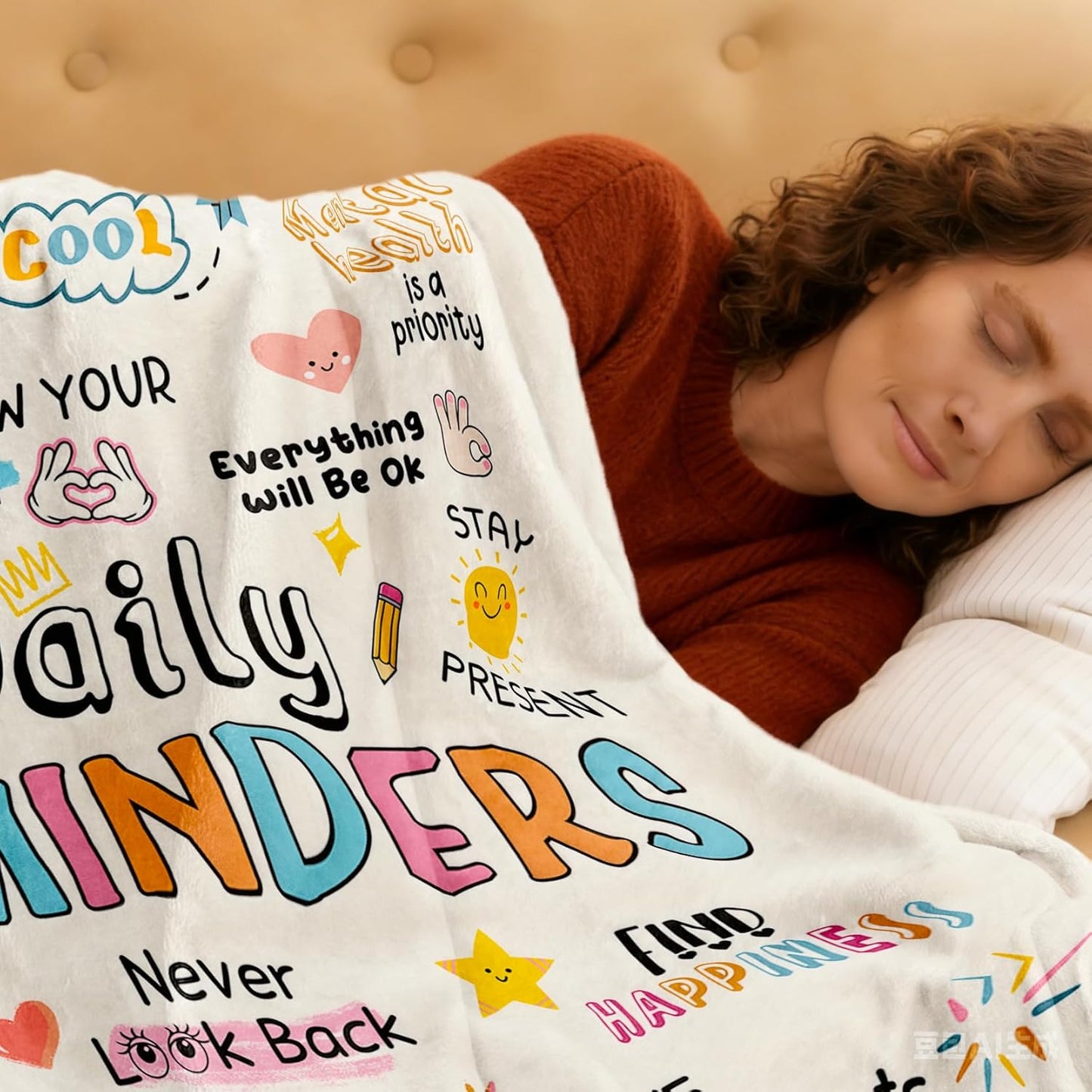Inspirational Blanket Gifts for Women - Daily Reminders with Positive Affirmations, Encouragement Christmas Birthday Self Care Gifts for Women Sister Best Friend Coworker, 60"X50" Soft Cozy Throw