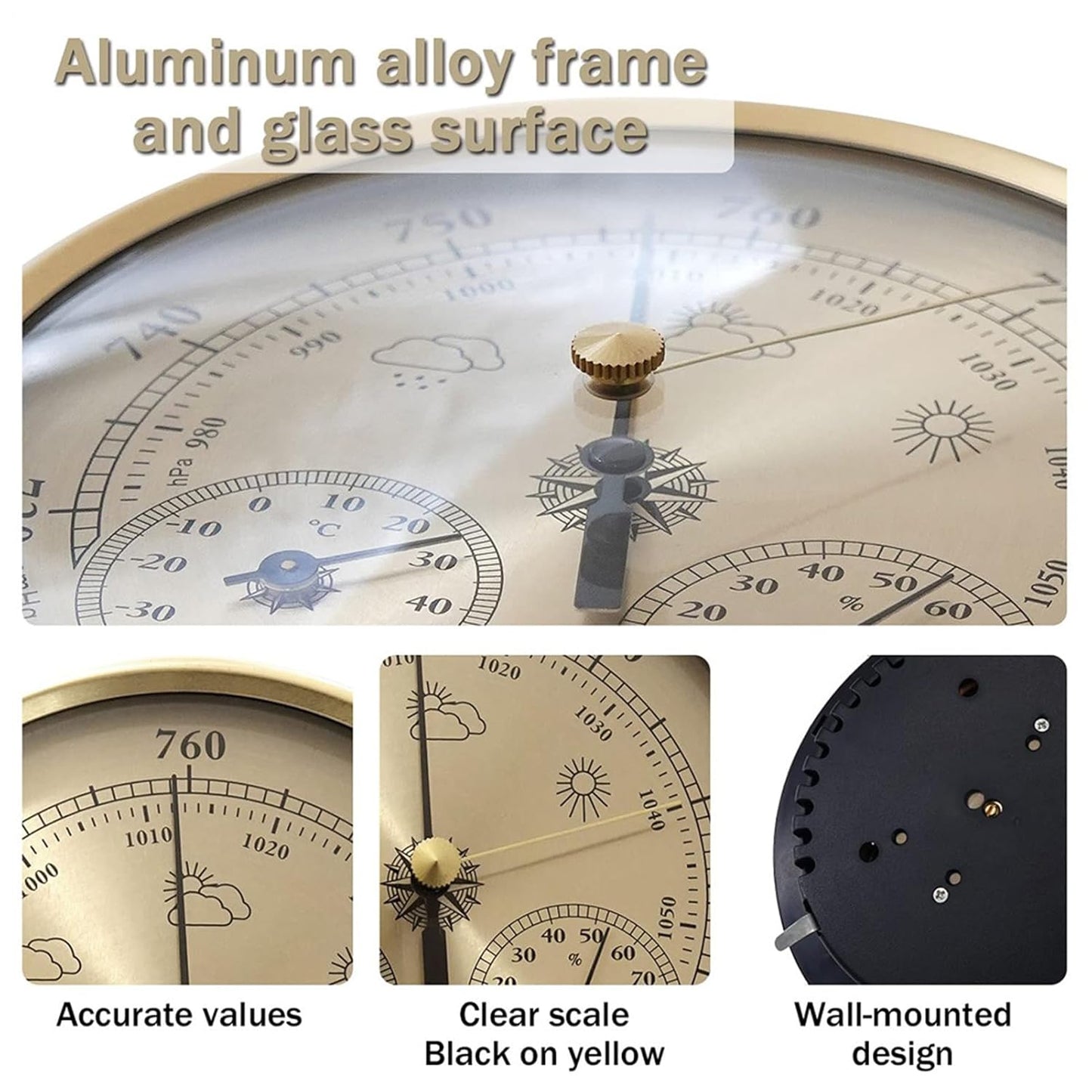 Humidity Monitoring Gauge Digital Thermometer Hygrometer Temperature Sensor High Precision Indoor Outdoor Marine Boating Fishing Home Office Metal Compact Reliable Easy Read Portable Measurement