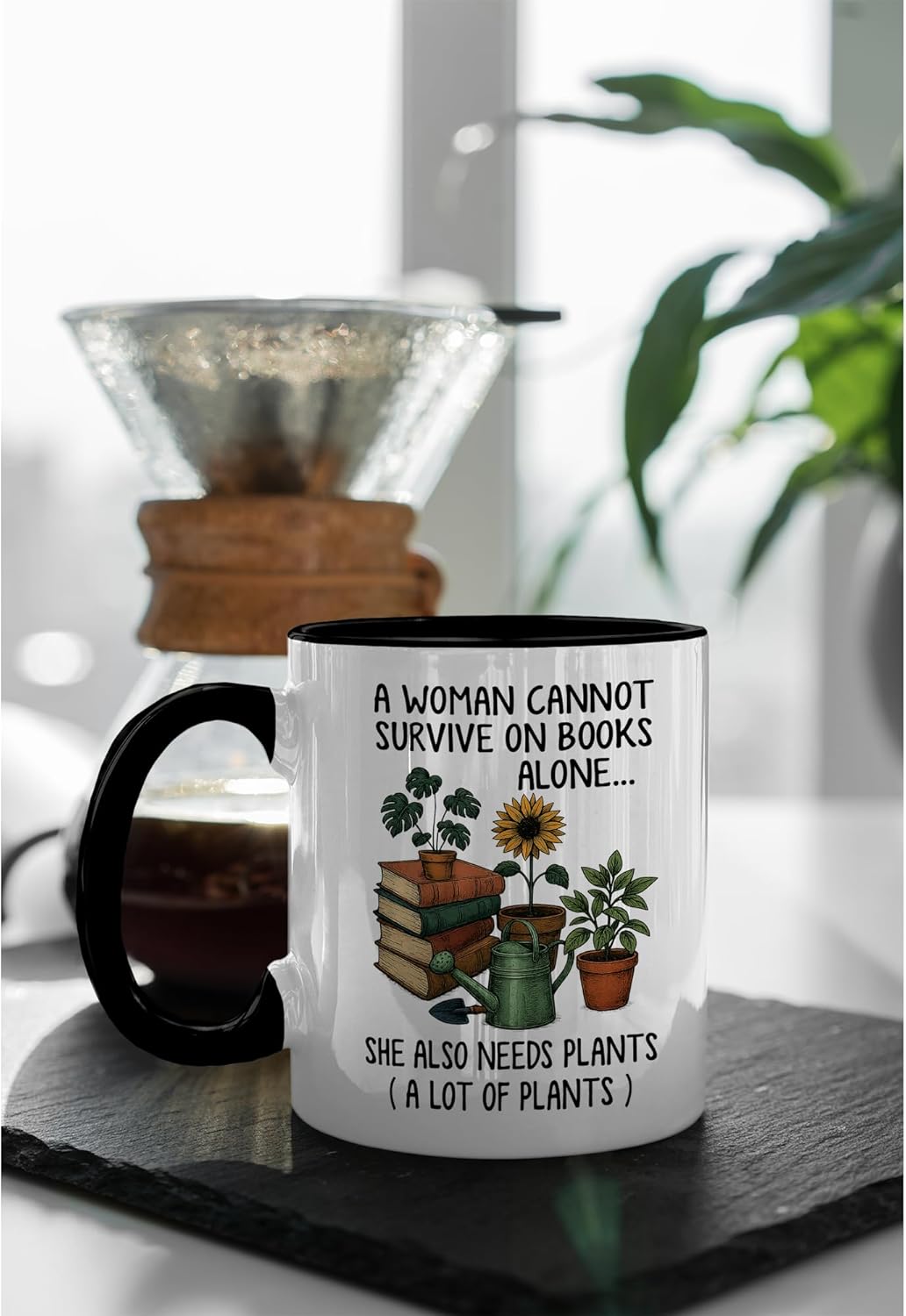 Book and Plant Lover Coffee Mug, Mugs for Reading and Gardening Lovers, Book Lover & Gardener Mug, Gardner Gifts for Women, Novelty Design for Bookworm and Gardening Enthusiasts