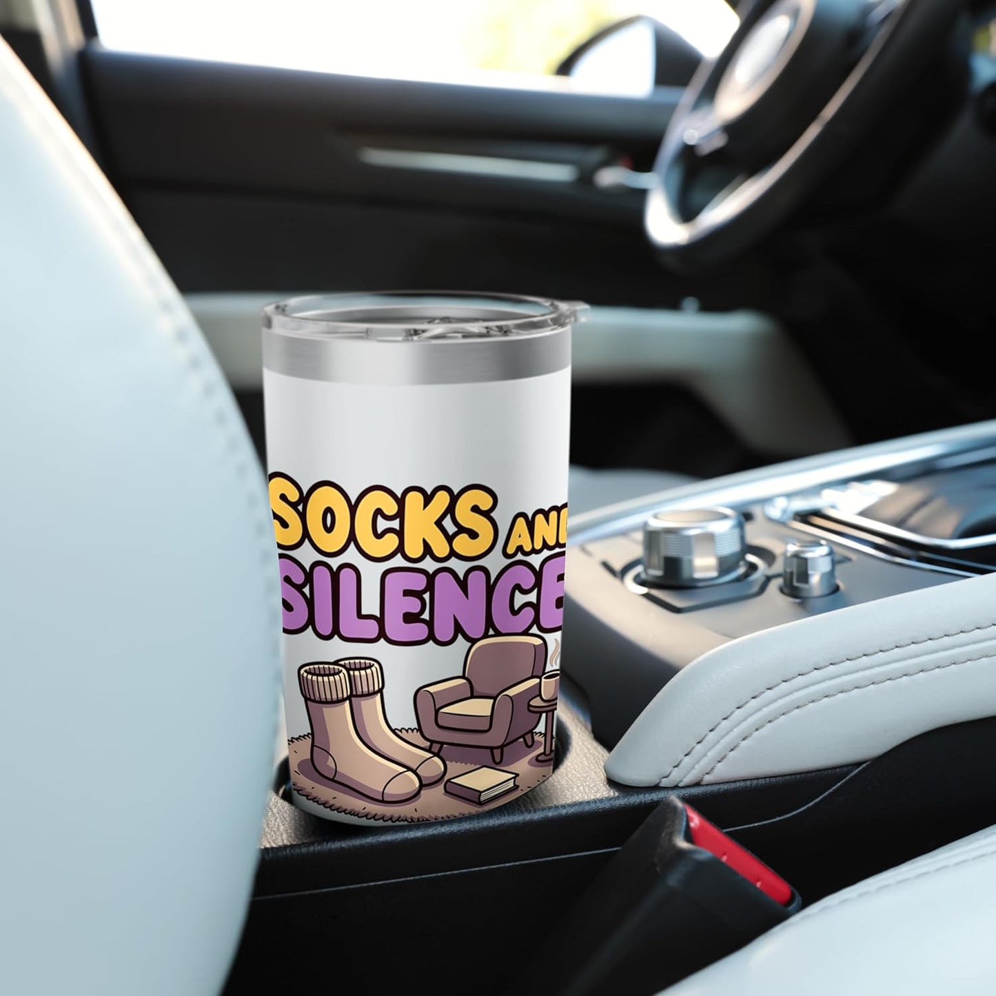 Socks and Silence Cozy Introvert Relax Design Stainless Steel Insulated Tumbler