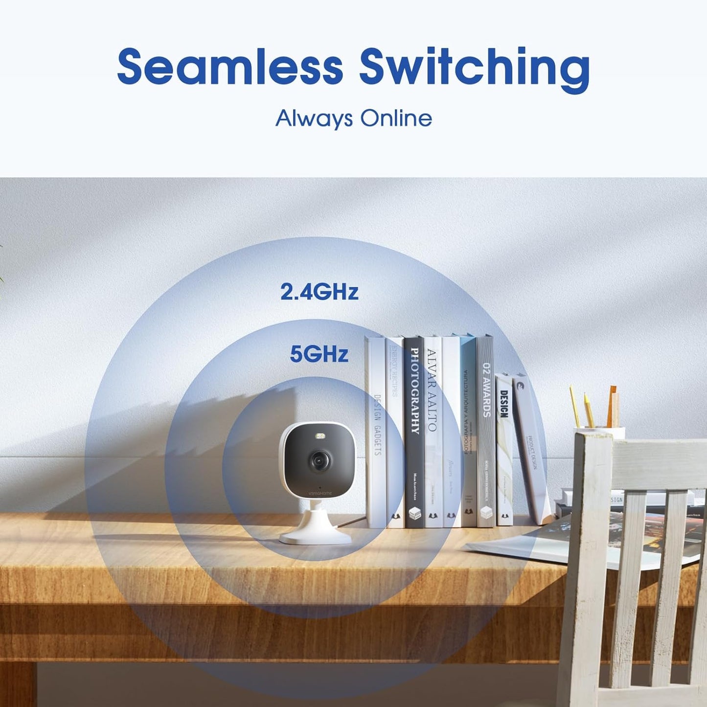 4MP Indoor Cameras for Home Security Outdoor, Home Security Camera System, 2.4g/5g Camera for House/Elder/Dog/Pet/Baby, Plug and Play, Support Card/Cloud (Not Included), Wired, 2PCS