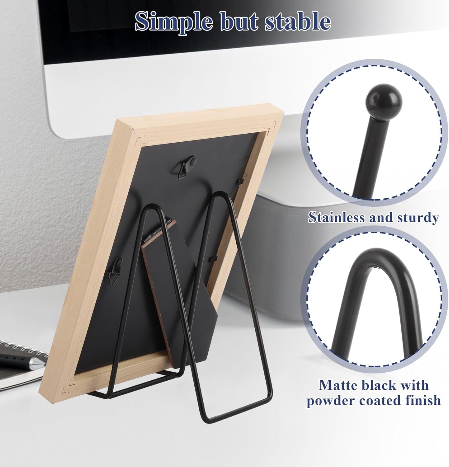 Acrux7 20 Pack Plate Stands for Display 6 Inch Easel Stand, Black Metal Photo Picture Stands, Small Plate Holders Display Stand for Displaying Decorative Plates, Platter, Book, Photo Easel (Black)