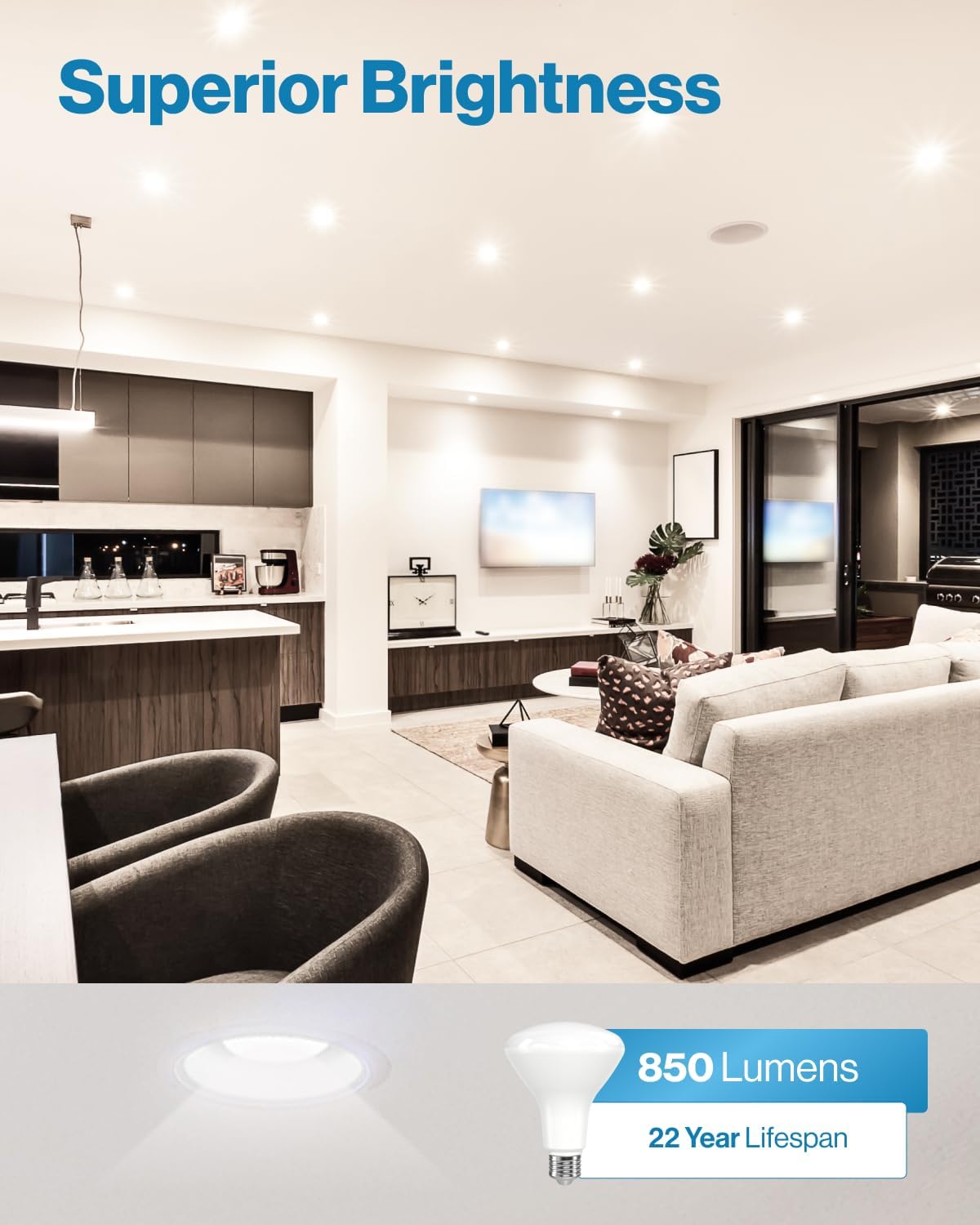 Sunco 12 Pack BR30 Light Bulbs LED, Recessed Can Light Bulbs, Indoor Flood Bulb, 850 LM, 11W (65W Equivalent), 2700K Soft White, Dimmable, E26 Base, for Home, Kitchen, Bedroom UL