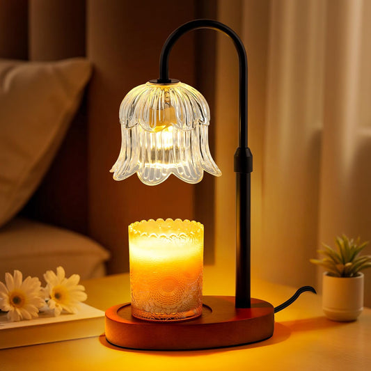 Candle Warmer Lamp with Timer: Adjustable Height Brightness Scented Candle Lamp Flameless Heating Suitable-Home Decor Living Room Bedroom Transparent Color
