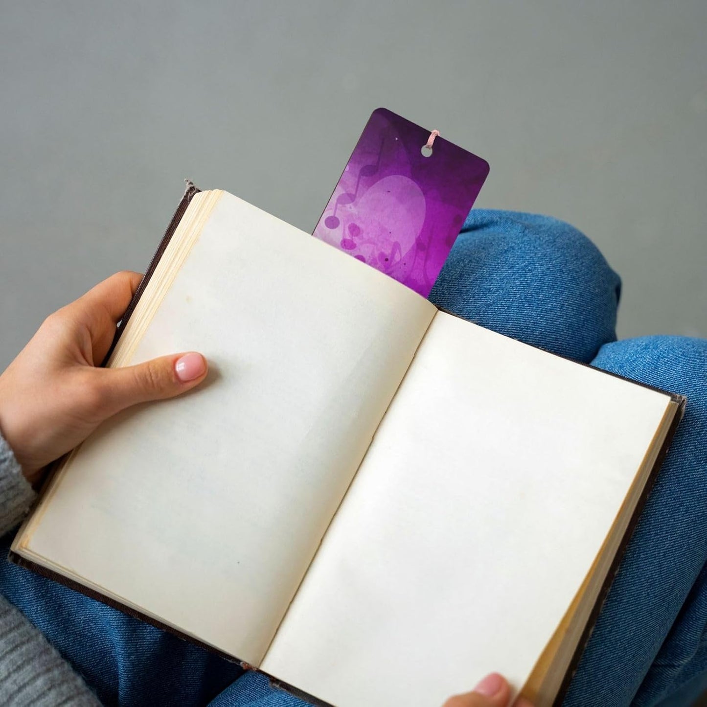 Purple Gradient Background Bookmarks Gifts for Women Men, Wooden Bookmarks for Book Lovers, Vintage Book Marks Ornaments with Tassel, Unique Personalized Reading Page Markers Pink