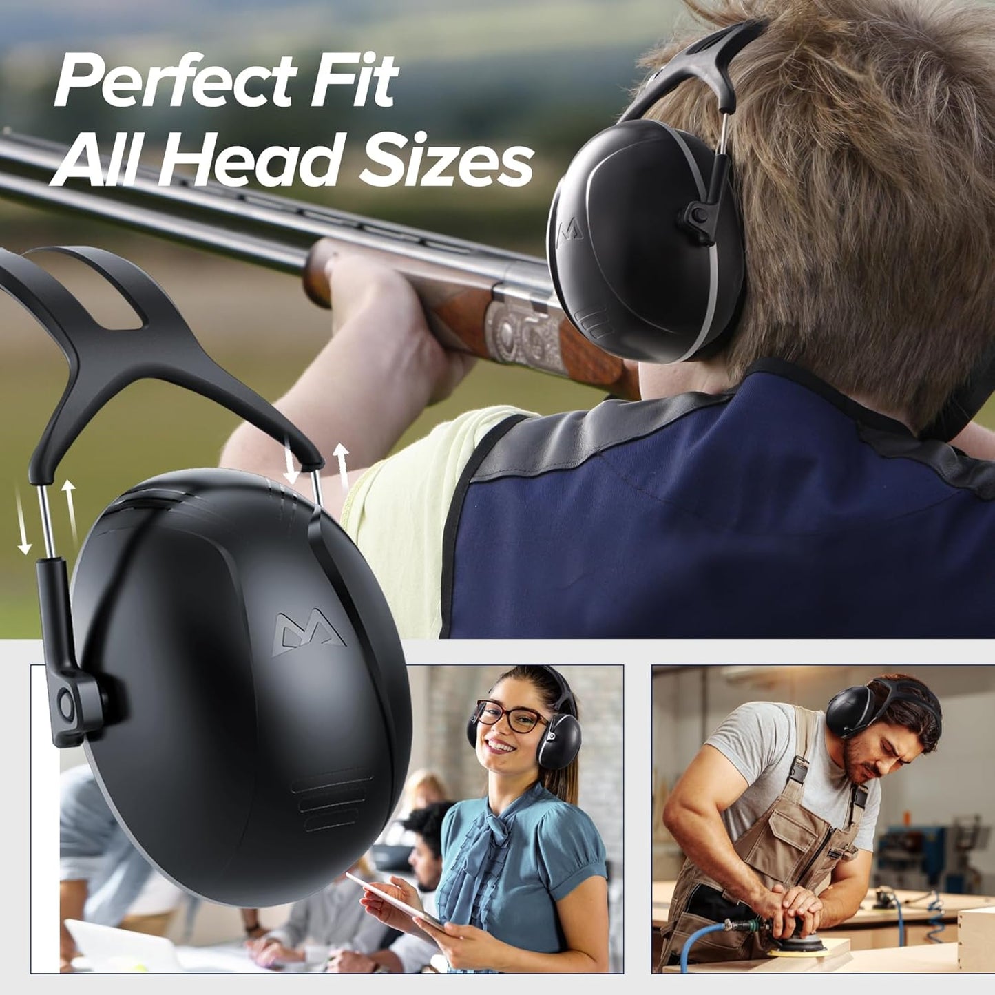 SNR 35dB High Noise Cancelling Ear Muffs, Ear Protection for Mowing, Adult Noise Cancelling Headphones for Autism, Hearing Protection Ear Muffs for Noise, Noise Reduction Earmuffs for Shooting,Mowing
