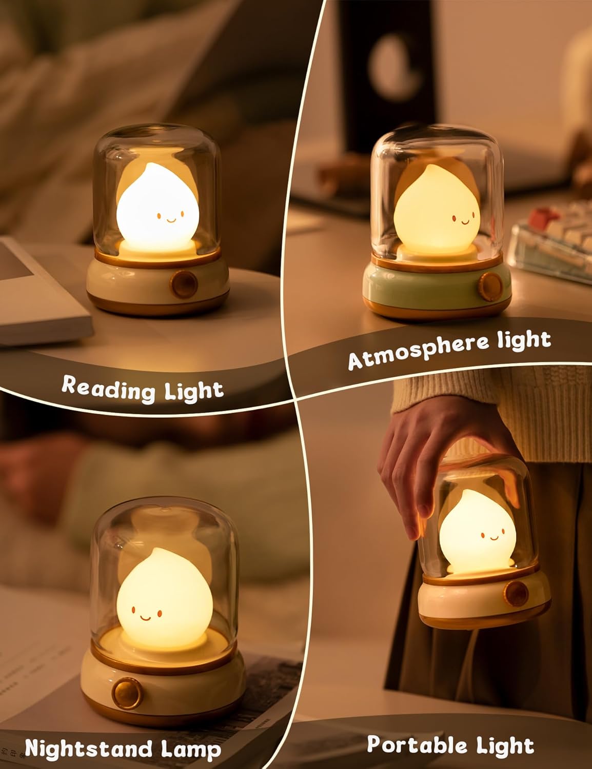 Flameless Candles Lamp, Led Candles,Cute Kerosene Lamp,Silicone Flame Amber Light,Adjustable Dimmable Rechargeable Night Light for Kids,Girls,Teenager Kids Bedroom Christmas