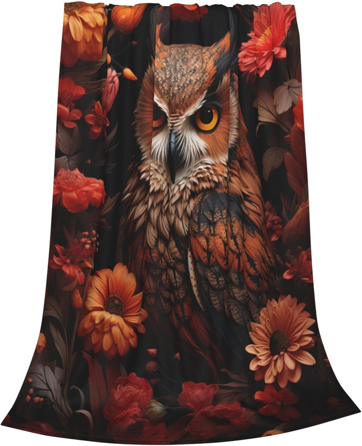 Owl Blanket for Adults Kids Gifts for Owl Flowers Lovers Flannel Throw Blankets Soft Comfy Lightweight for Home Decor Couch Bed Sofa 60x50 Inches