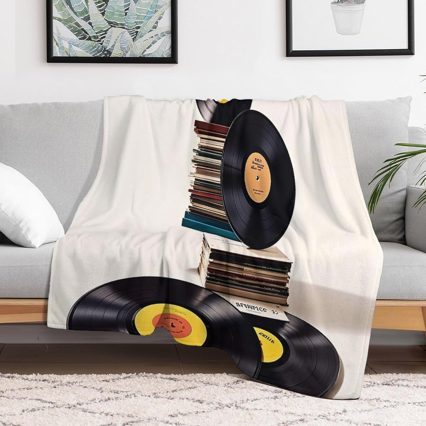 Vinyl Records and Tapes Blanket Super Soft Lightweight Throw Blanket Cute Cozy Warm Bed Blanket Decorative Fuzzy Blanket All-Season Home Decor Gift for Sofa Couch Living Room 50"*60"（130 * 150cm）