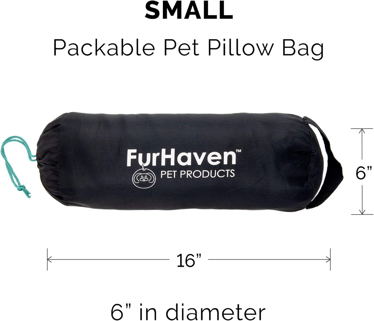 Furhaven Outdoor Travel Dog Bed for Small Dogs w/ Carry Bag, Washable & Foldable, Great for Crates & Kennels - Trail Pup Travel Pillow Mat w/ Stuff Sack Bag - Aqua/Granite Gray, Small