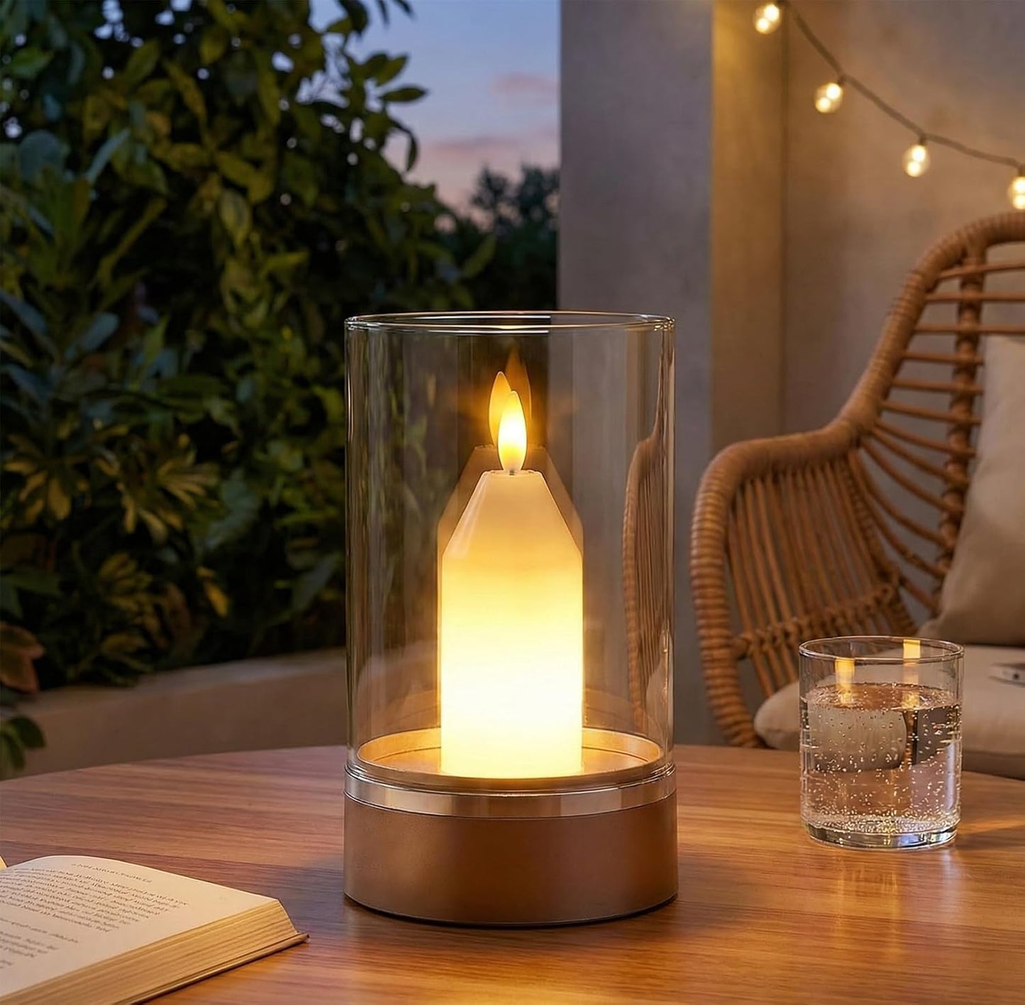 SENCU Cordless Table Lamp Rechargeable - Magic Gesture Control Bedside Lamp, 5200mAh Battery Operated Night Light, Stepless Dimmable Warm LED with Real Glass & Metal Base, Portable for Bedroom, Patio