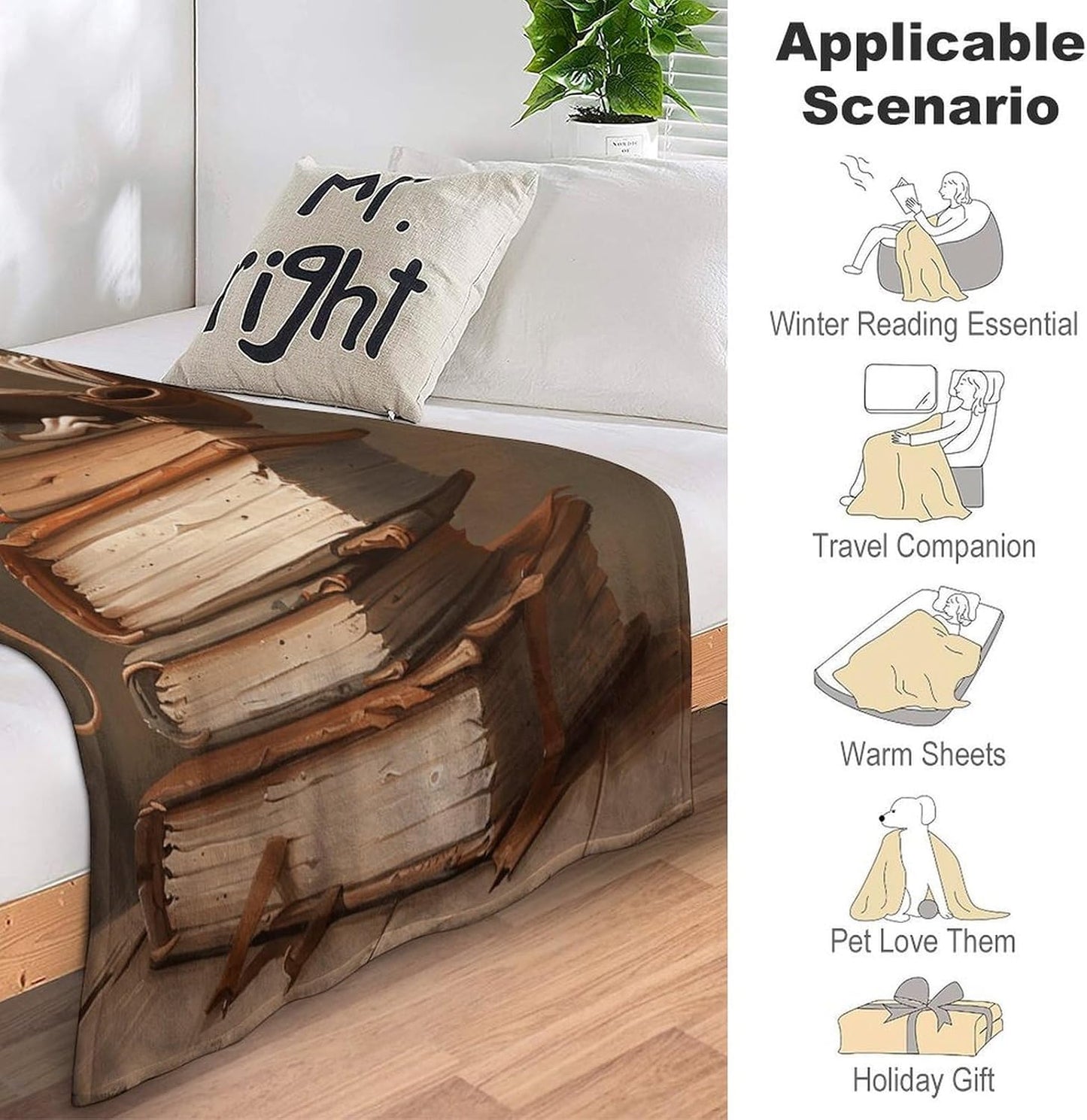 Reading Bed Blankets Luxury Plush Cozy Fuzzy Blanket for Couch Super Soft Warm Lightweight Throw Blanket for Home Decor 40"*50" （100 * 130cm）