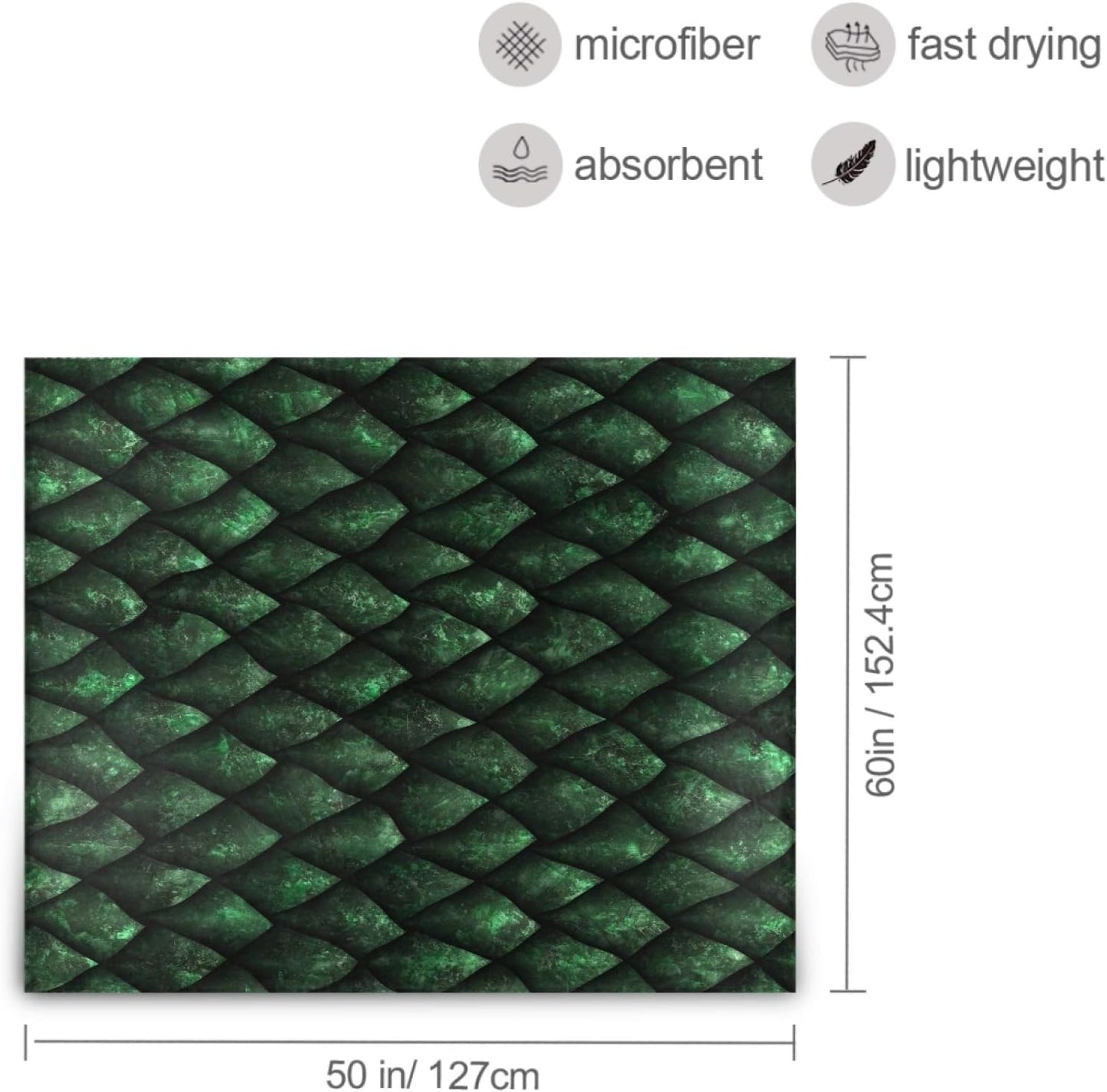 Blueangle Green Dragon Scales Blanket Super Soft Warm Cozy Blanket Lightweight All Season Fleece Throw Blanket for Bed or Sofa, Easy Care (50 x 60 Inches)