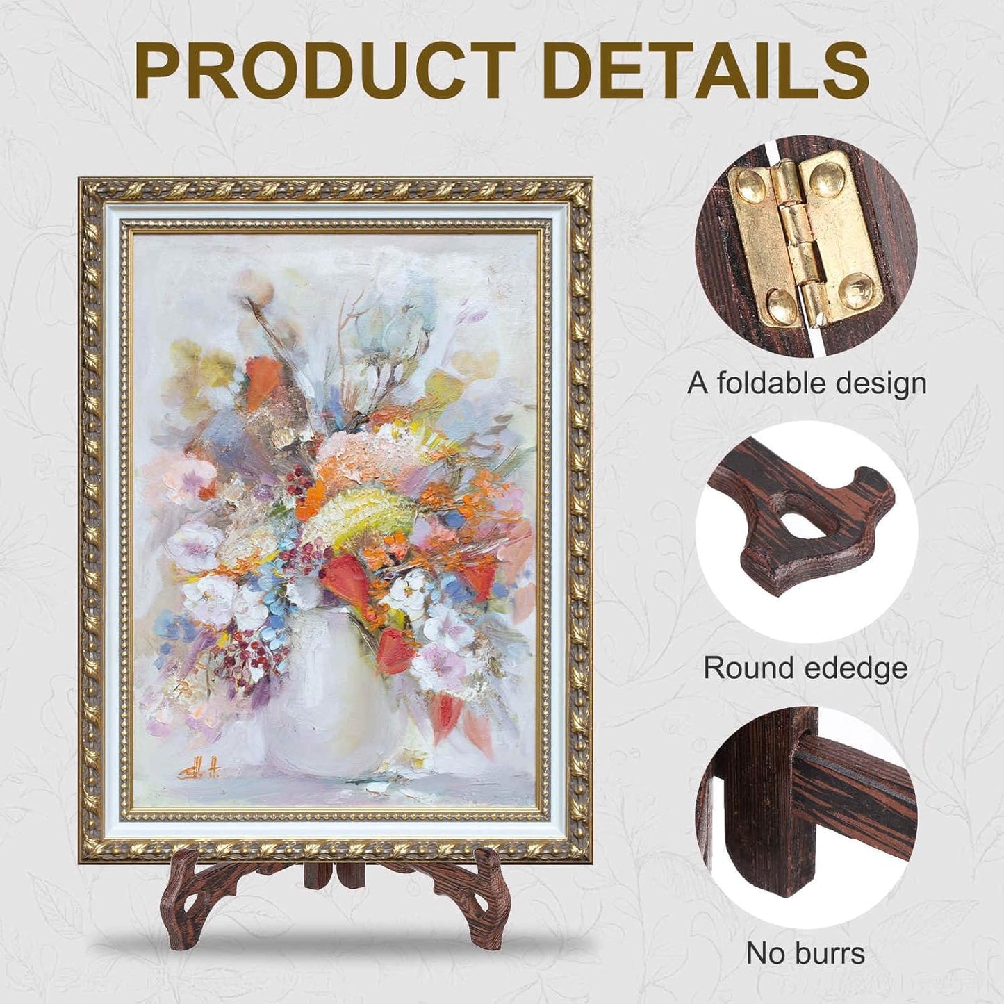 MECCANIXITY Wooden Easel Plate Holder, 7" Small Natural Wood Easels Folding Table Display Stand for Decorative Picture Frame Book Artwork Desktop Ornaments