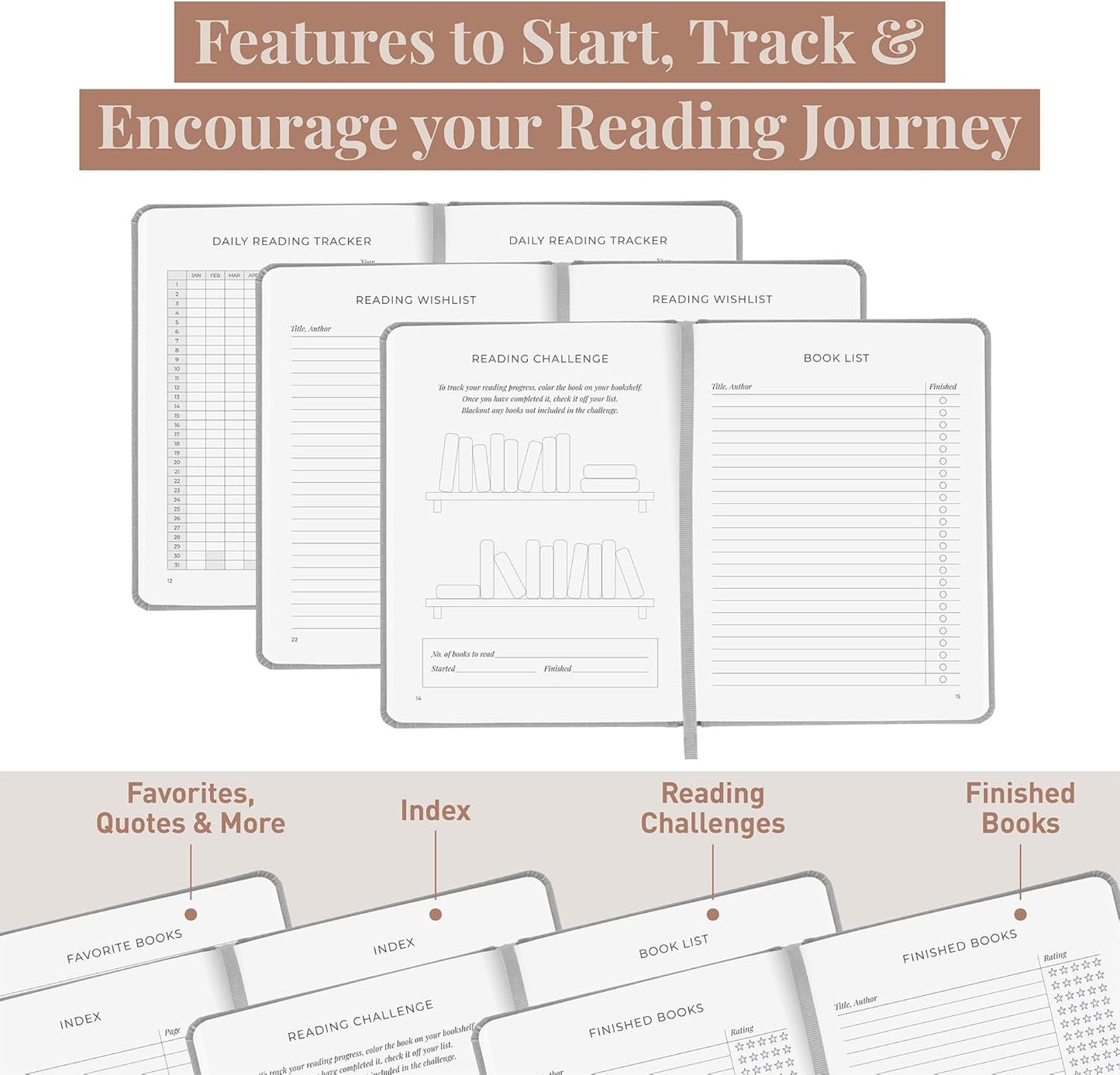 Rileys & Co. Grey Book Journal - Reading Journal & Book Review Journal | Book Journal Reading Log & Reading Journals for Book Tracking with Review Sections