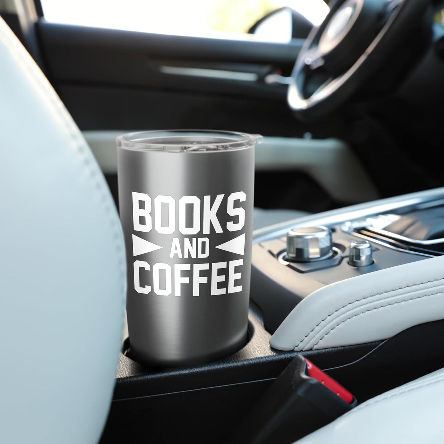 Books and Coffee Lovers Reading Enthusiast Quote Stainless Steel Insulated Tumbler