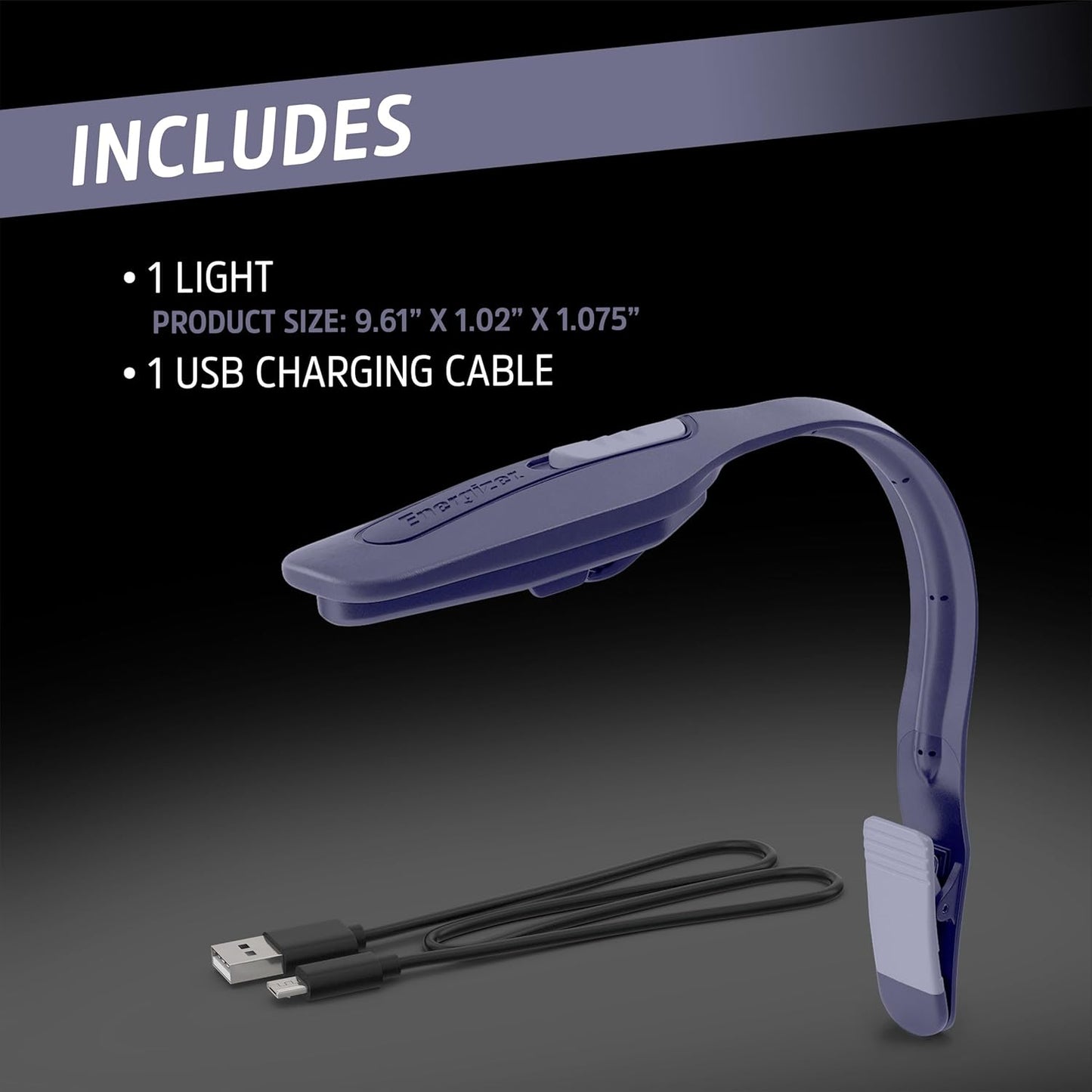 Energizer Flex-R LED Rechargeable Book Light for Reading in Bed, Reading Light with Warm LED Color, Long-Lasting and Lightweight,Purple