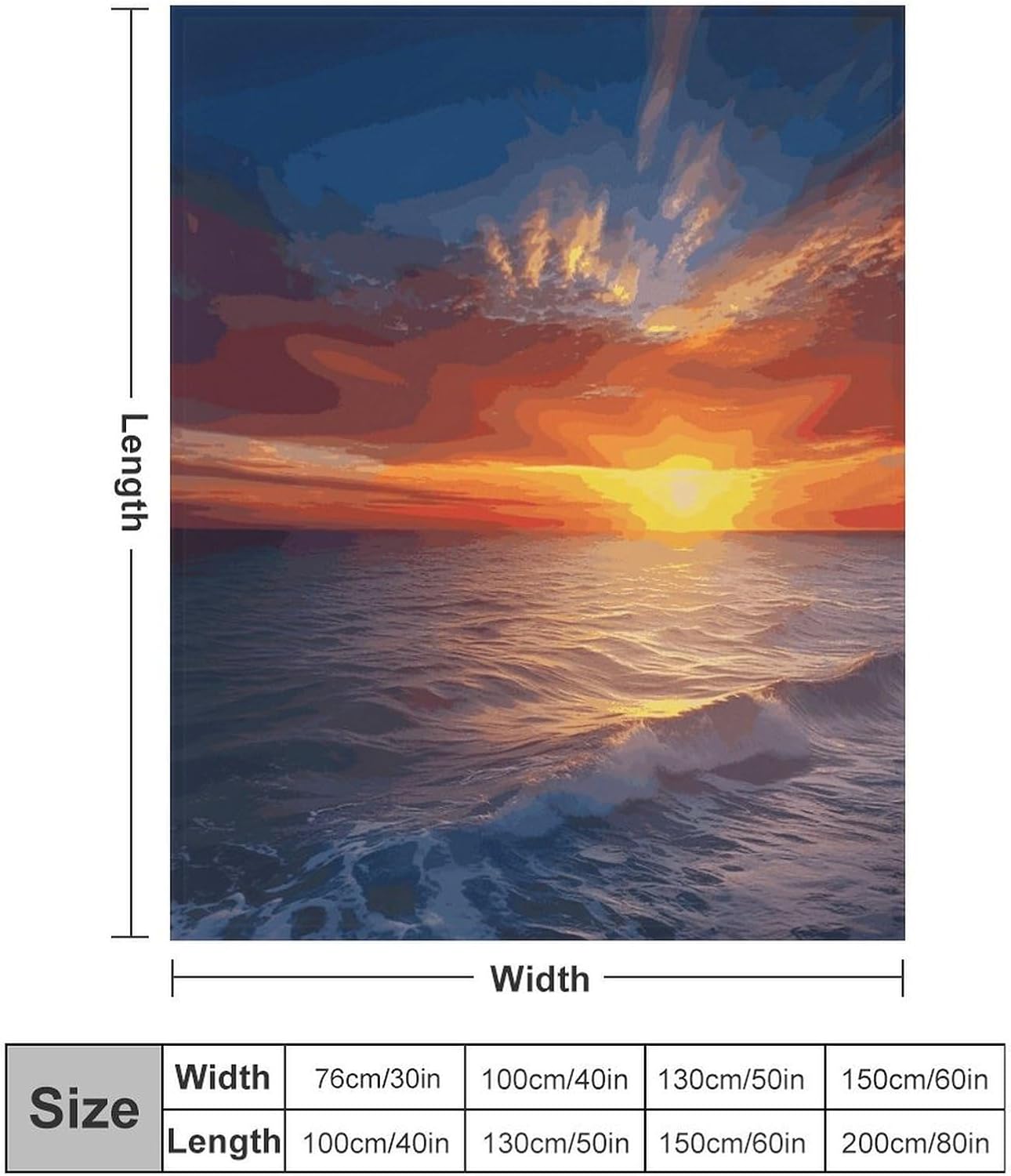 Sea and Sunset Blanket Super Soft Lightweight Throw Blanket Cute Cozy Warm Bed Blanket Decorative Fuzzy Blanket All-Season Home Decor Gift for Sofa Couch Living Room 30"*40"（76 * 100cm）