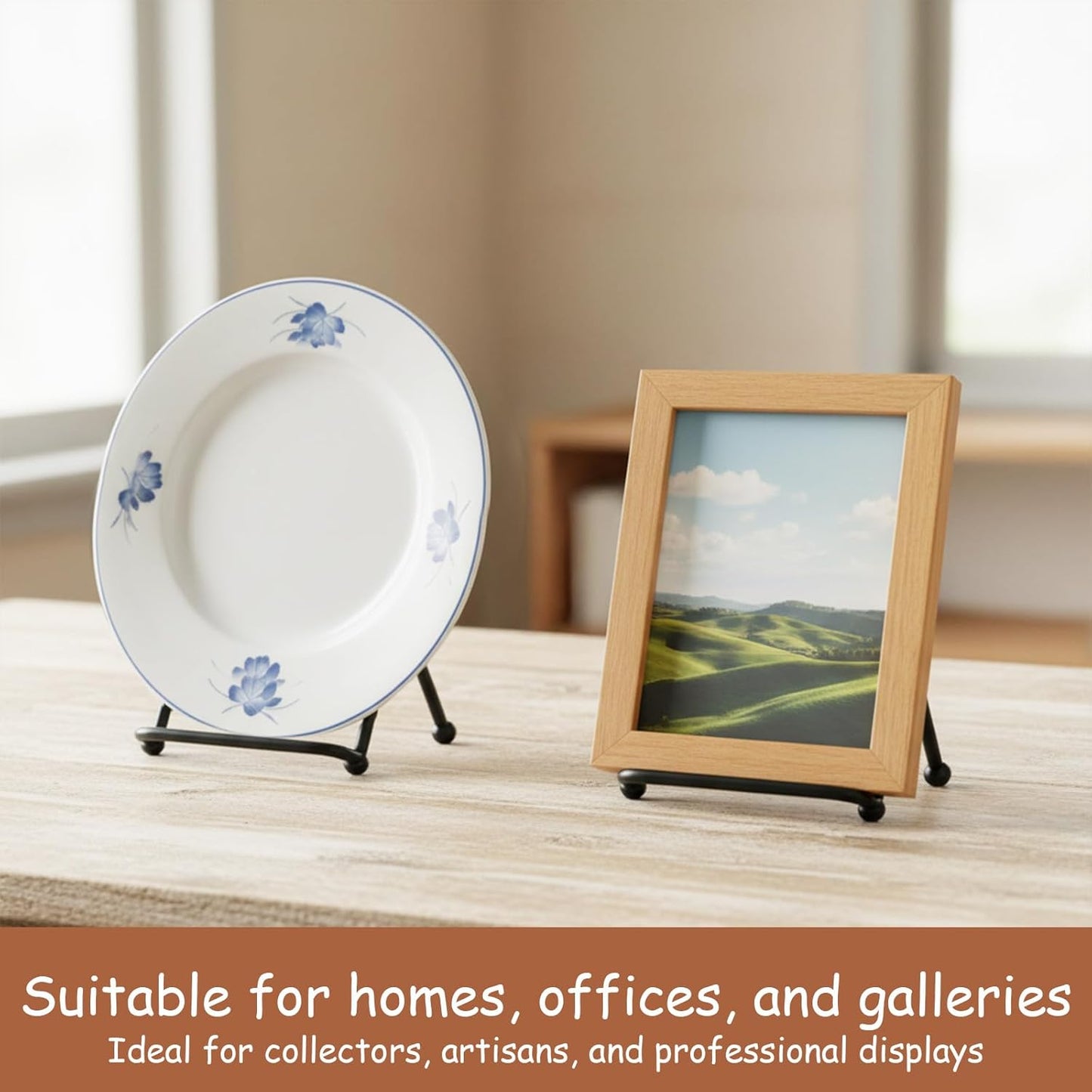2PCS Small Display Stand, 2 Inch Small Plate Holder Display Stands Mini Metal Black Frame Stand Picture Frame Stands, Plate Holder for Displaying Photo Coaster Collectibles Book Mobile Phone