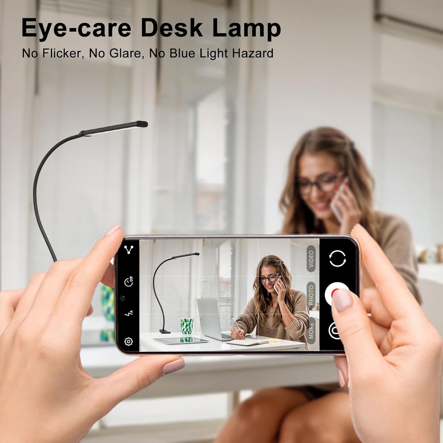 Desk Lamp with Remote, 3 Color & 5 Brightness & 77LED Dimmable Reading Lamp, 27.6'' Flexible Gooseneck Clamp Lamp, Eye-Caring Clip on Light with Adapter for Reading Study Workbench Drafting