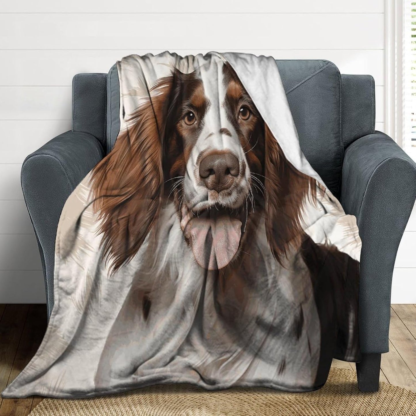 Cute Springer Spaniel Throw Blanket for Couch Super Soft Warm Lightweight Throw Blankets Cozy Flannel Bed Blanket Cute Decorative Blankets for All Seasons Home Decor Gift 60"*80"（150 * 200cm）