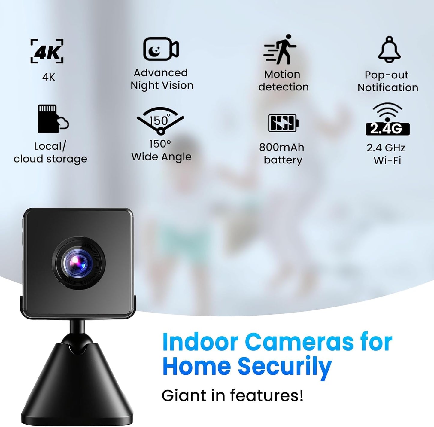 Spy Camera, 4K Hidden Camera with Live View, Plug-in Mini Camera with 24/7 Recording, Nanny Cam with Motion Alerts, Cloud & TF Storage, Night Vision Spy Cam, Wired Indoor Cameras for Home Security