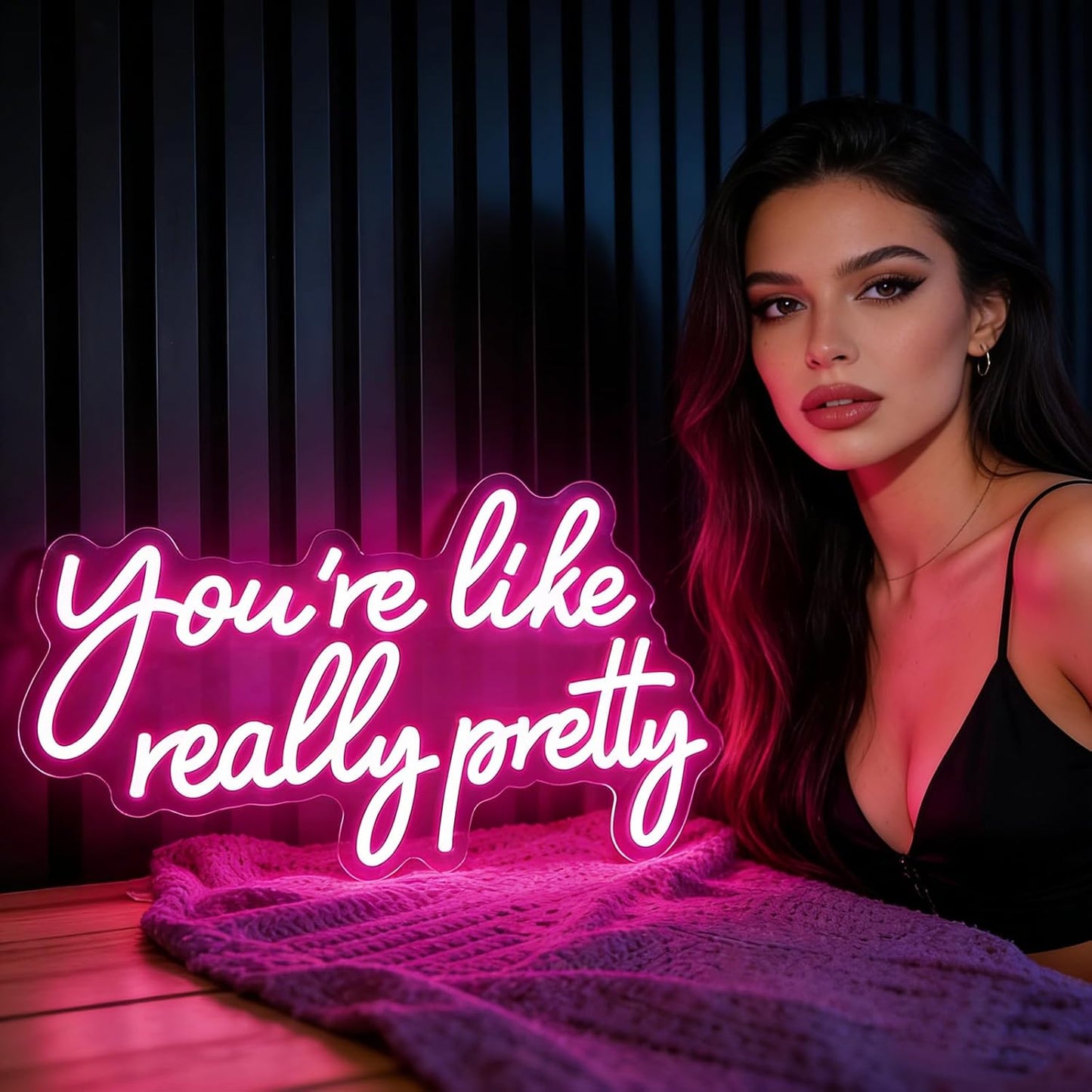 You're Like Really Pretty Neon Sign, Pink LED Neon Light for Wall Decor Dimmable Light up Sign for Girls Bedroom, Wedding, Party, Salon, Women Room Decor Gift