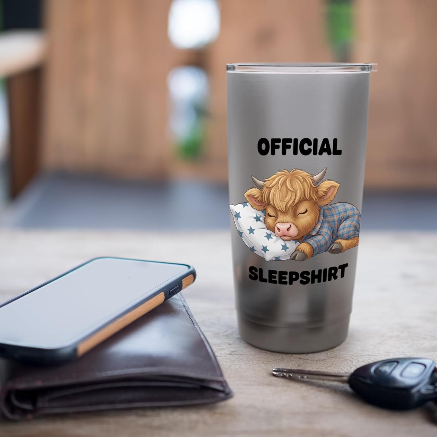 Official Sleepshirt Kids Sleepy Cow Pajama Top Funny Stainless Steel Insulated Tumbler