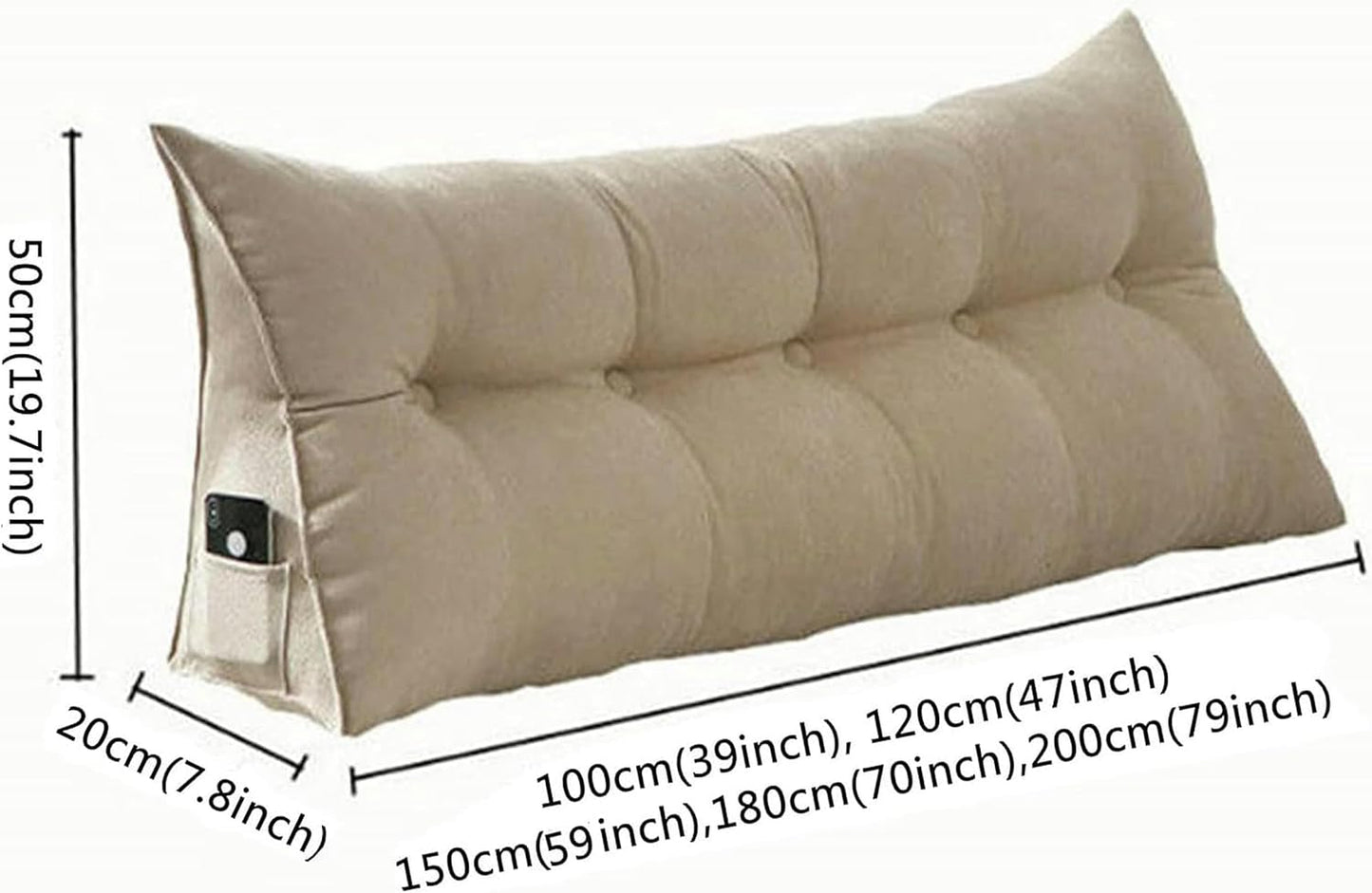Soft Triangular Wedge Pillow Positioning Support Reading Backrest Cushion with Removable Cover, Comfortable Bed Rest Reading Wedge Headboard Backrest Tufted Pillow