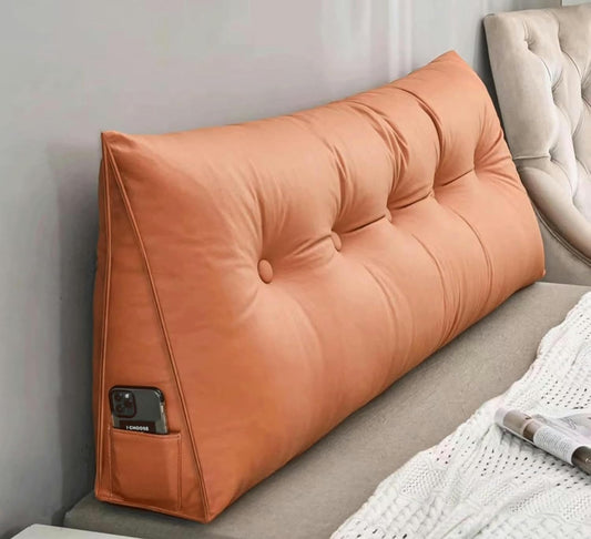 Triangular Headboard Pillow Daybed Back Wedge Pillow Large Bolster Reading Backrest Pillow Body Positioning Support Cushion with Removable Cover(Size:100x20x50cm(39x7.8x20),Color:White)