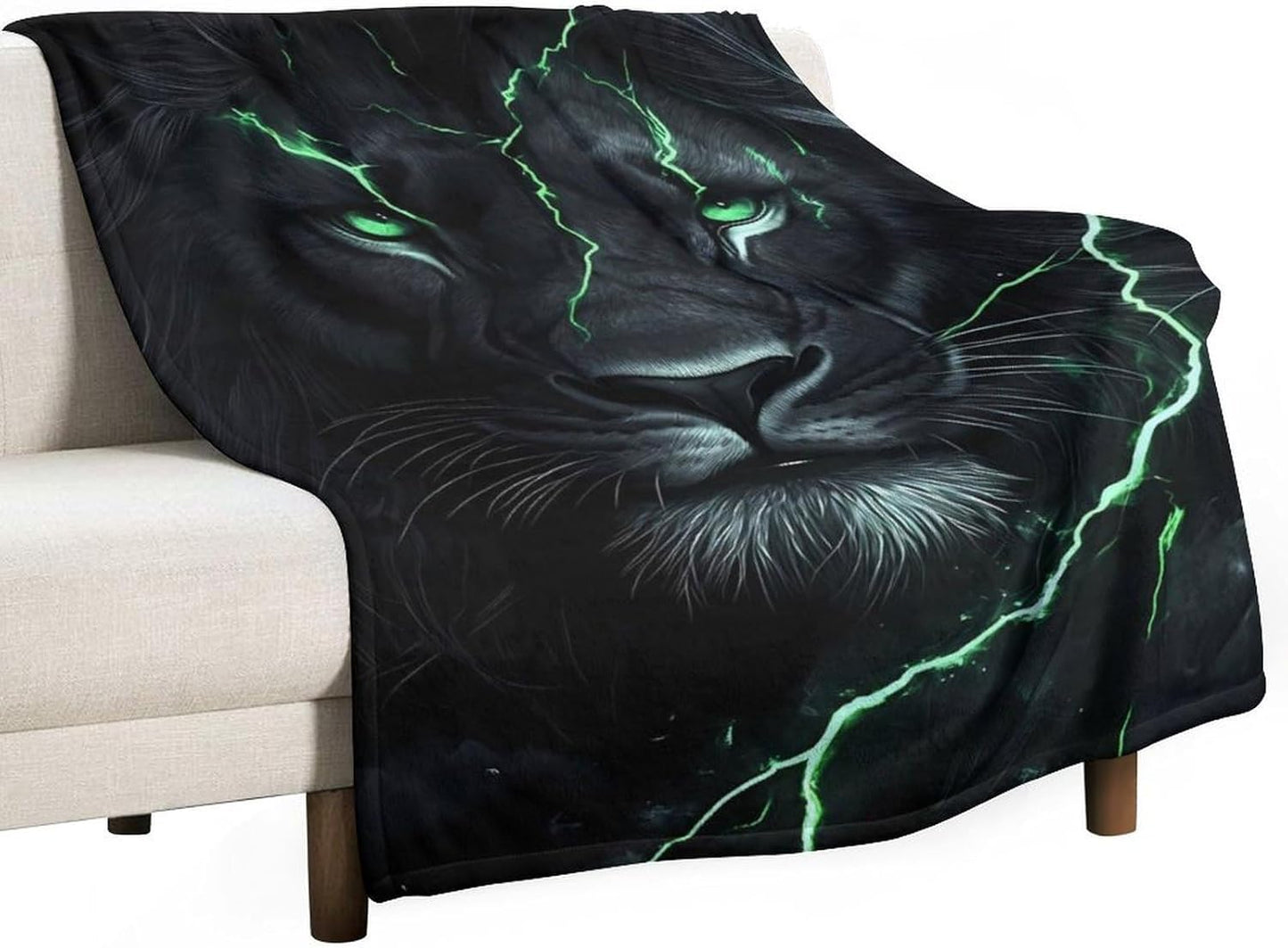 Thunder Lion Throw Blanket for Couch Bed Plush Cozy Fuzzy Flannel Blanket for All Season 50"x70"