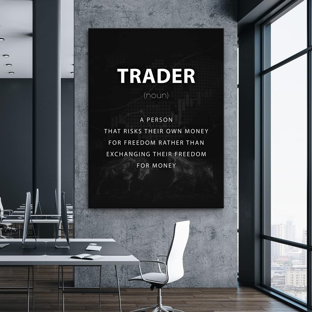 NATVVA Trader Noun Definition Motivational Wall Art Money Forex Trade Stock Market Sign Canvas Print Poster Trader Office Wall Decor Canvas Art Prints Painting Picture Artwork