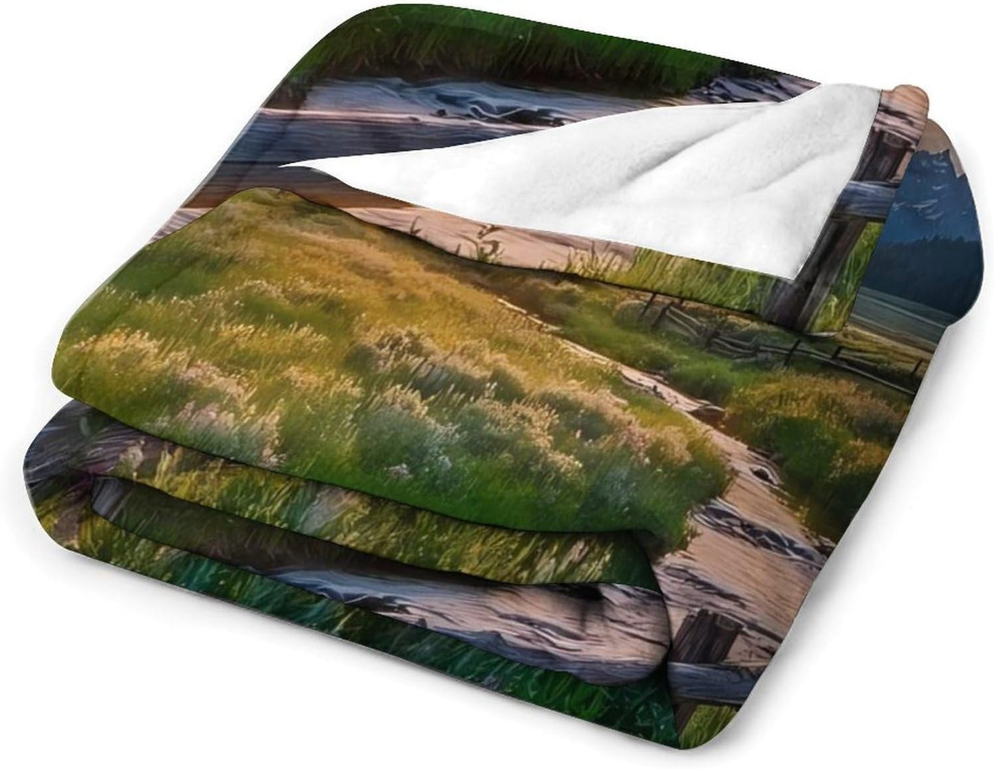Sunset Grand Teton Landscape Throw Blanket for Couch Bed Plush Cozy Fuzzy Flannel Blanket for All Season 50"x60"