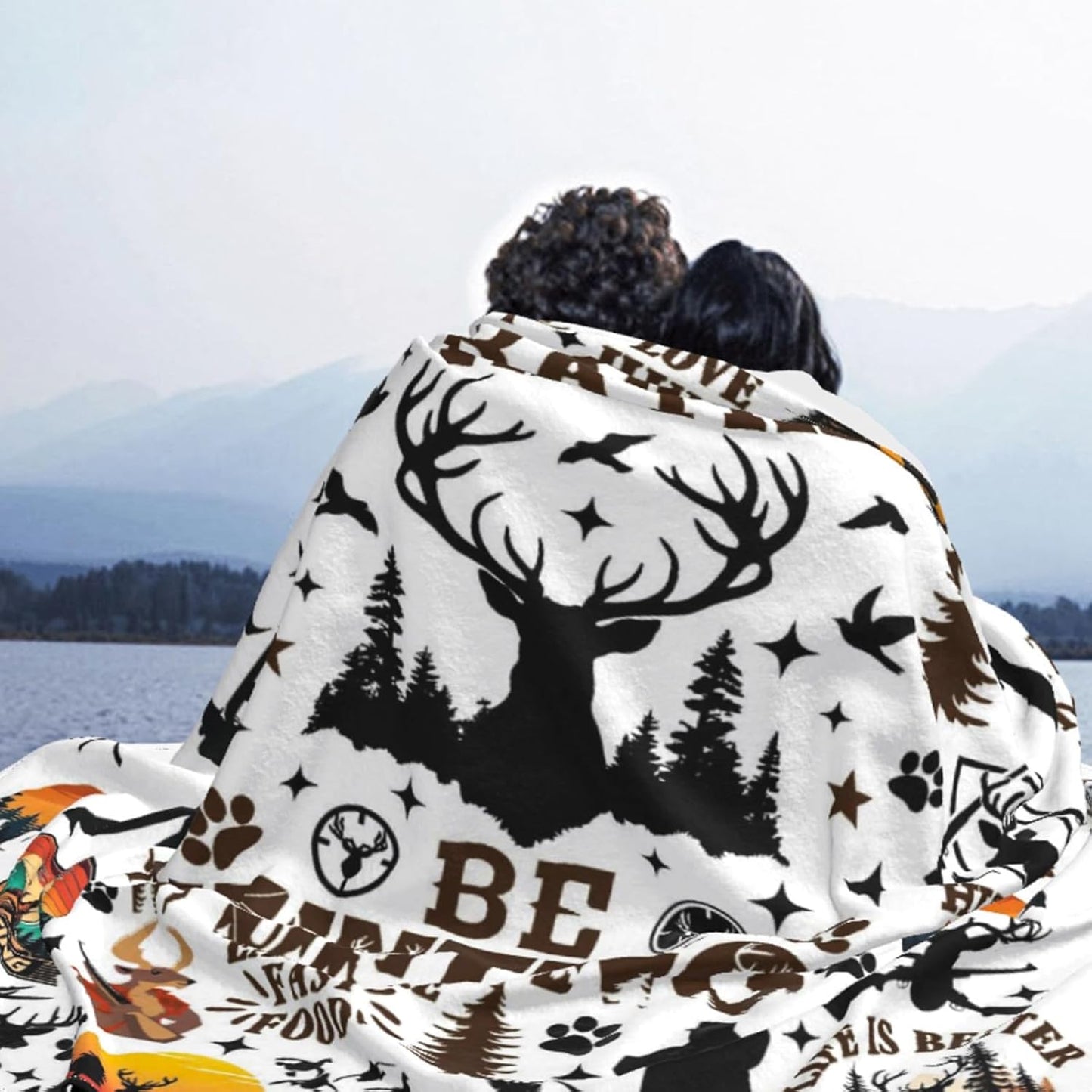Hunting Blanket Deer Hunter Gifts for Men Husband Women,Hunting Gear Accessories Deer Throw Blankets,Unique Hunter Present for Hunters Dad Boys 60"x50"