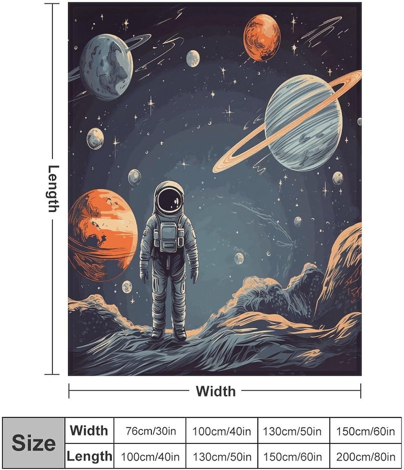 Planets and Astronaut Galaxy Throw Blanket for Couch Super Soft Warm Lightweight Throw Blankets Cozy Flannel Bed Blanket Cute Decorative Blankets for All Seasons Home Decor Gift 30"*40"（76 * 100cm）