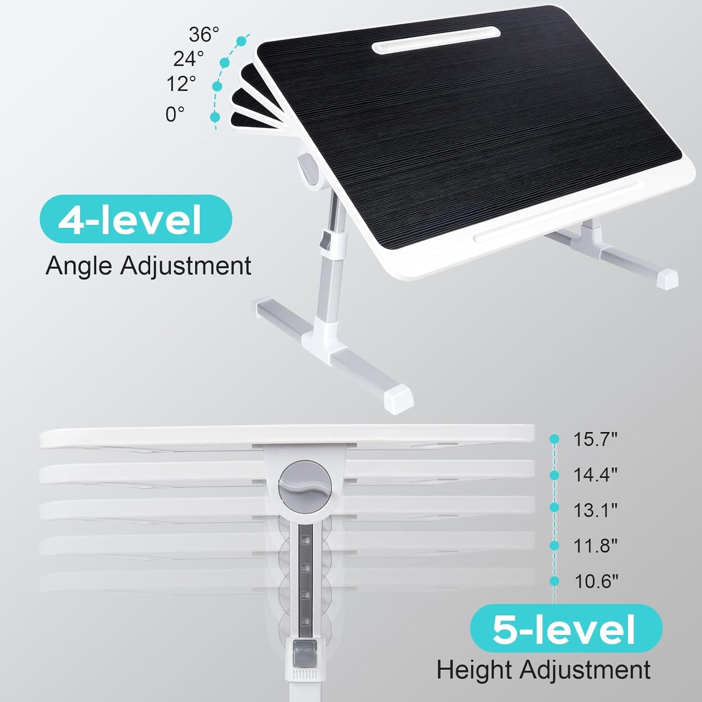 Laptop Desk for Bed, Adjustable Laptop Table, Foldable and Portable Bed Tray Table for Sofa Office Floor, Large Size
