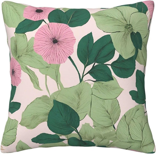 All-Season Square Pillow Covers 18"X18", Black Lily Pads, Decorative Throw Pillow Covers for Sofa Bed Couch, Hidden Zipper Cushion Cover, Square Lumbar & Accent Pillowcases for Home Decor