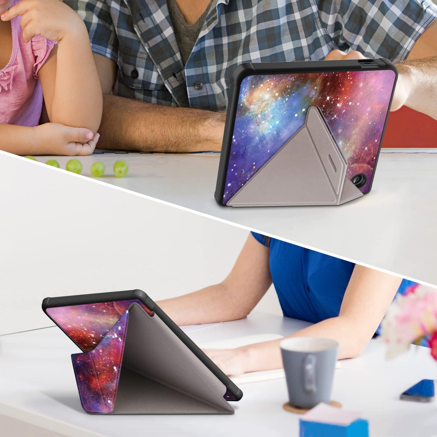 Soft TPU Case Compatible with Kobo Libra Colour & Kobo Libra 2 7" Slim Lightweight Shell with Stand Function Auto Wake/Sleep Smart Cover,Galaxy