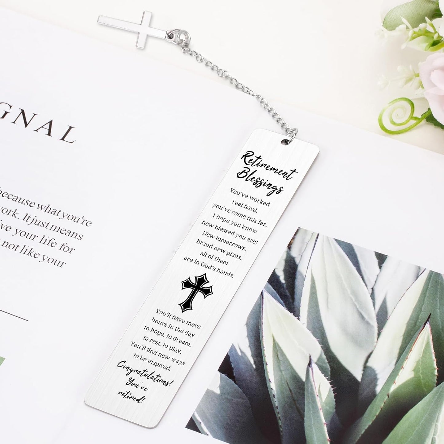 Haukea Retirement Gift for Woman Men Happy Cool Retirement Gifts for Women Coworkers Farewell Goodbye Gifts Cross Metal Bookmark