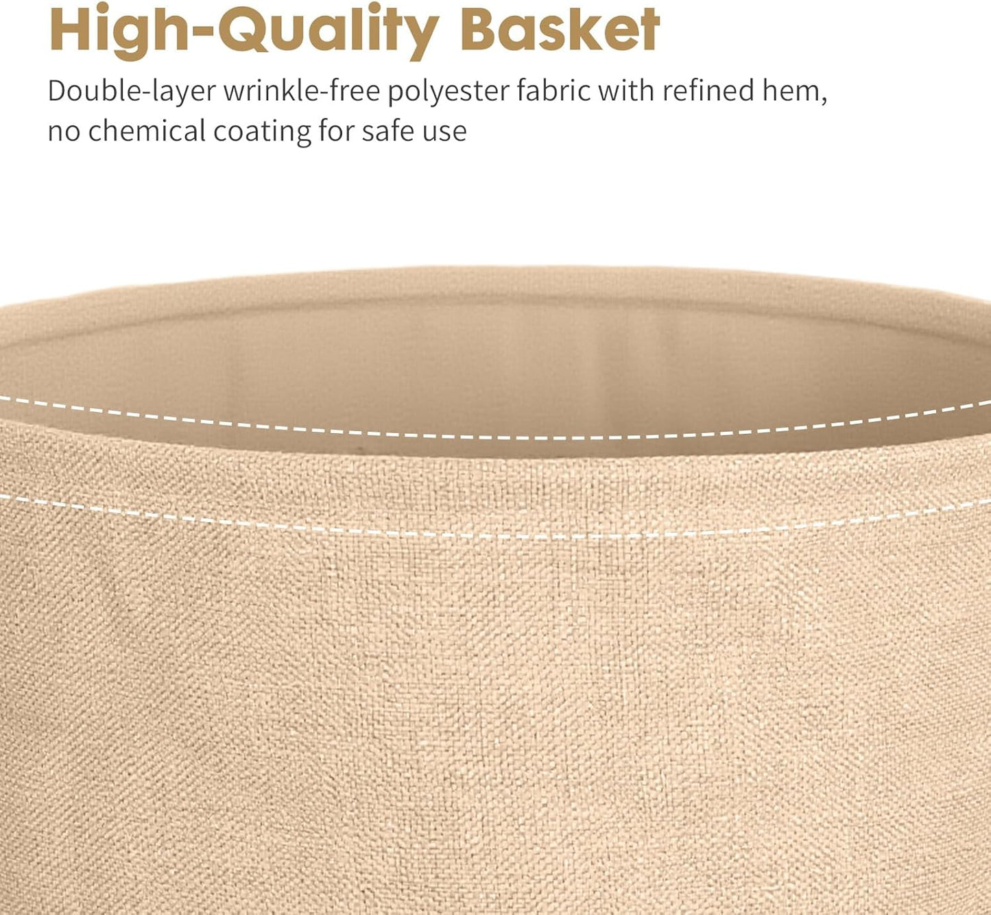 ShellKingdom End Table, Small Round Side Table with Fabric Basket, Metal Night Stand with Removable Tray for Living Room, Bedroom, Nursery, Laundry (White)