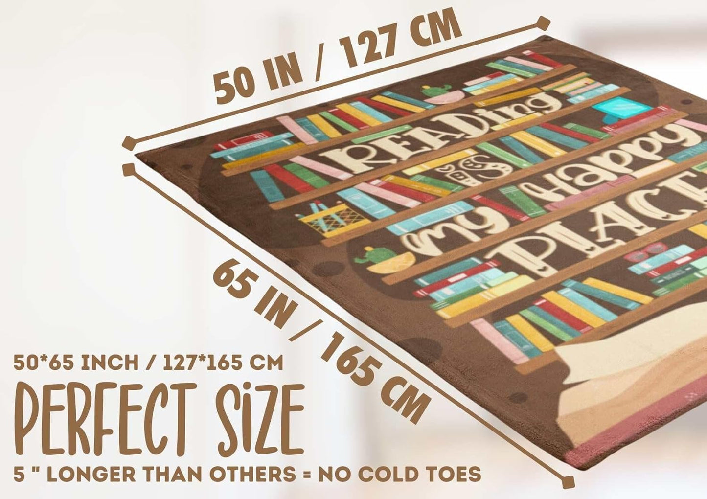 InnoBeta Book Lovers Throw Blanket - Gifts for Women Men Book Lover, Librarians and Readers - 50" x 65", Brown