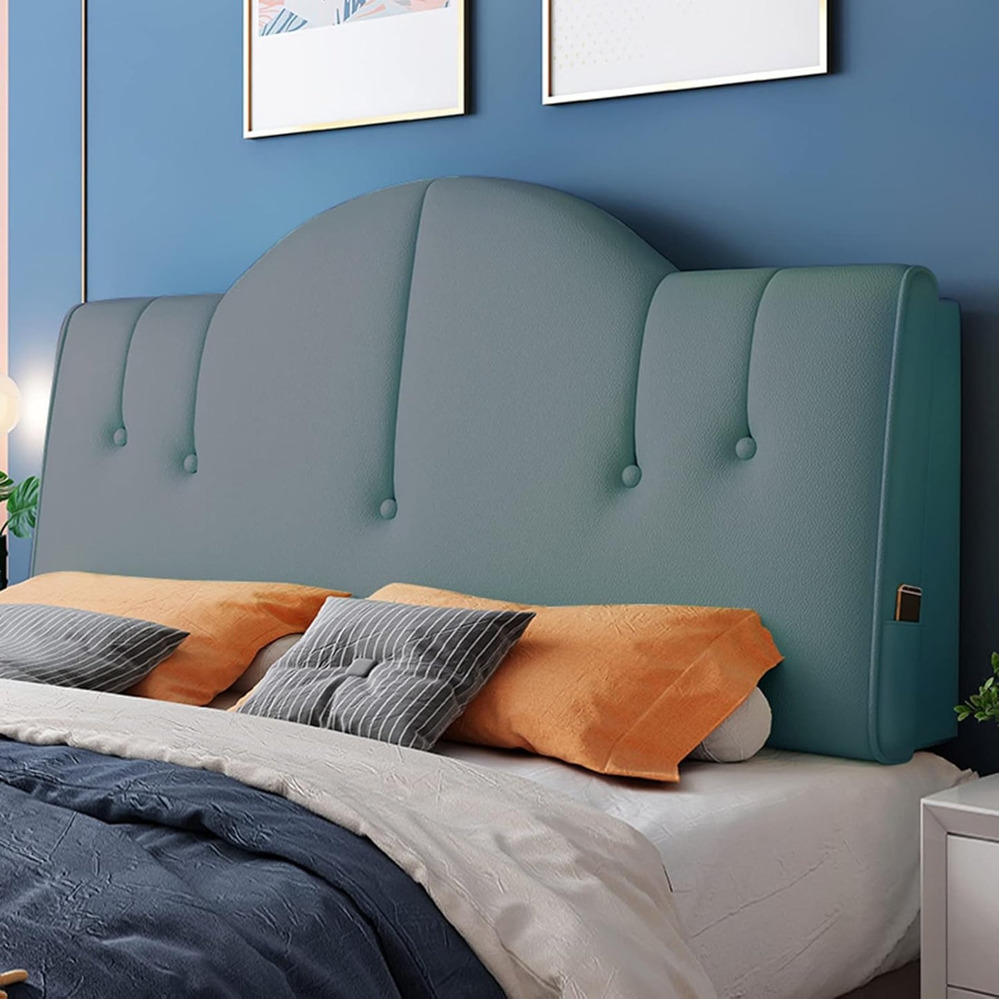 Headboard Bed Backrest Cushion PU Reading Pillow Soft Bag Lumbar Support Cushion for Hotel Home Decorate Customizable (Color : Green Size : 190X60X10CM) (Dark Green 90X60X10CM)
