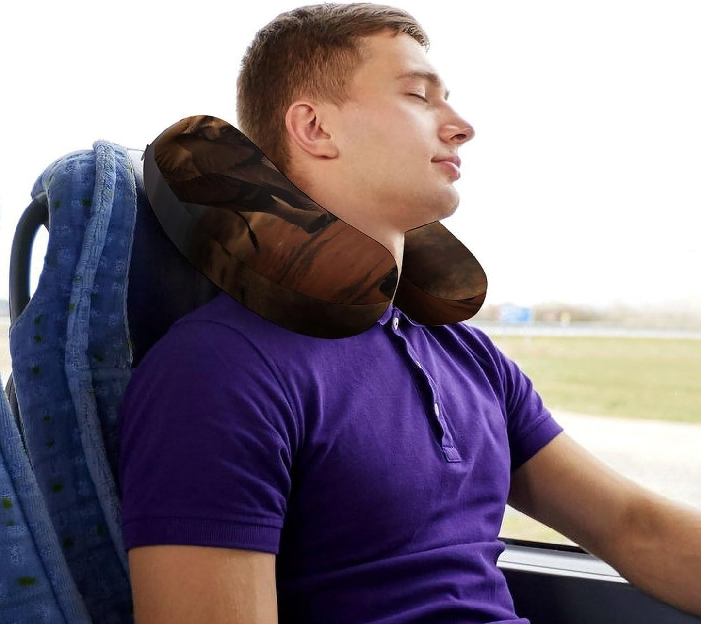Walking Elephant Neck Pillow Memory Foam U Shaped Pillows Portable Pillows for Shoulder Travel Head Support Pillow with Concealed Zipper for Airplane Car Home Office